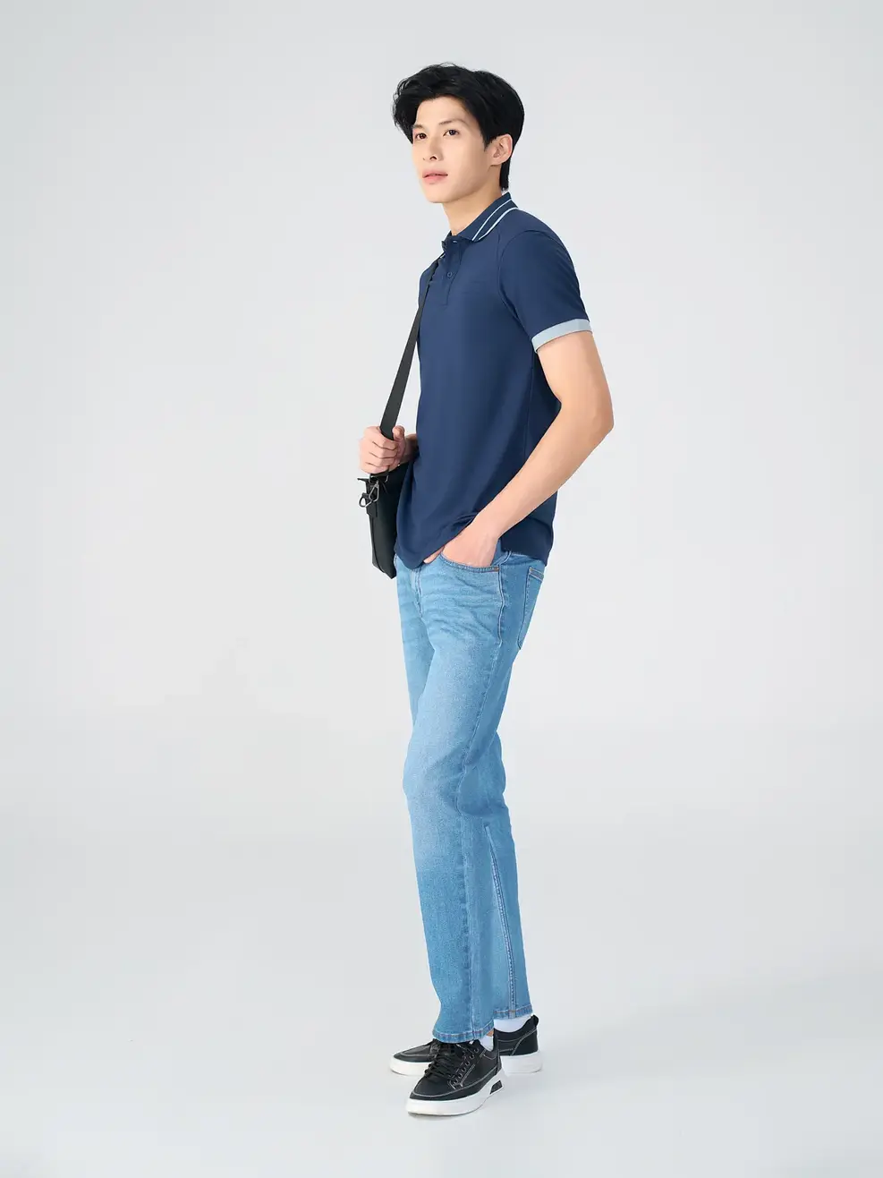 Quần Jeans Nam Cafe Slim Can Tú - Xanh đậm - 28