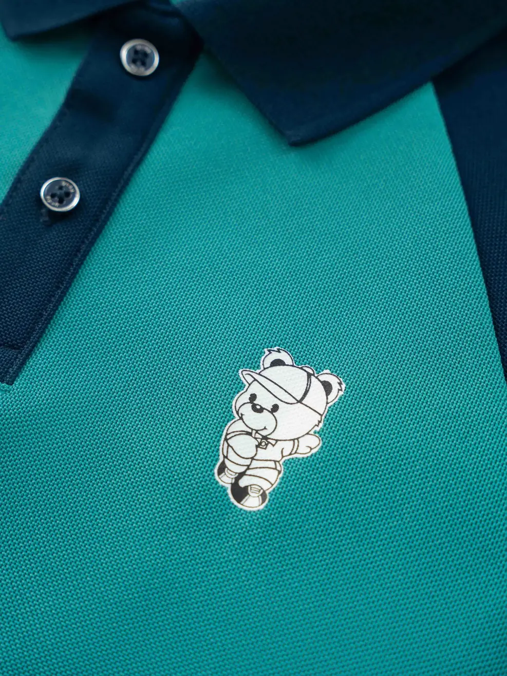 ÁO POLO TRẺ EM IN GẤU - Xanh - 6