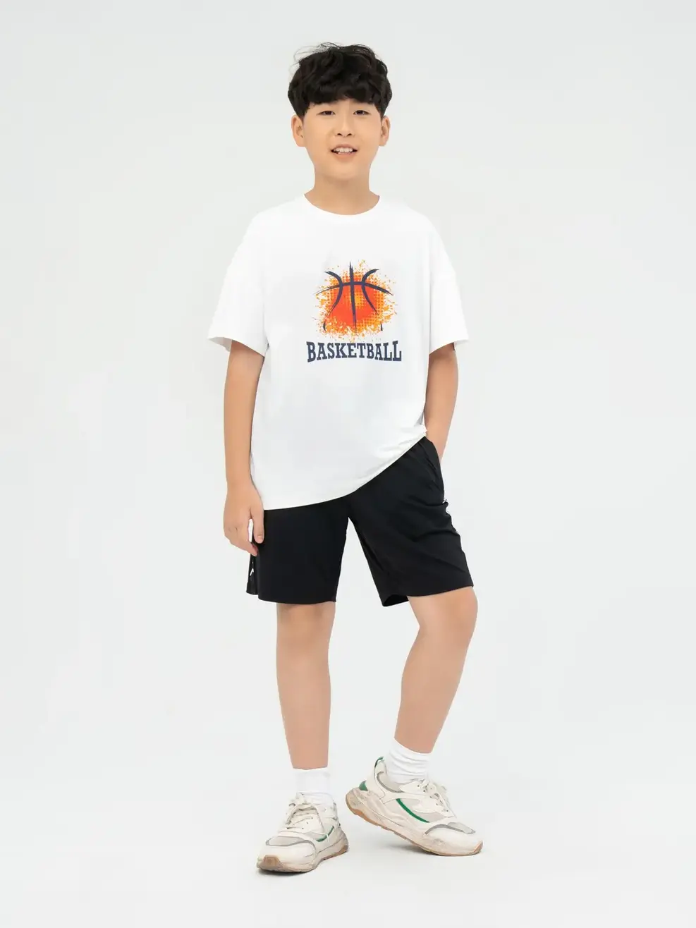 Bộ Đồ Trẻ Em In Basketball - Trắng đen - 8