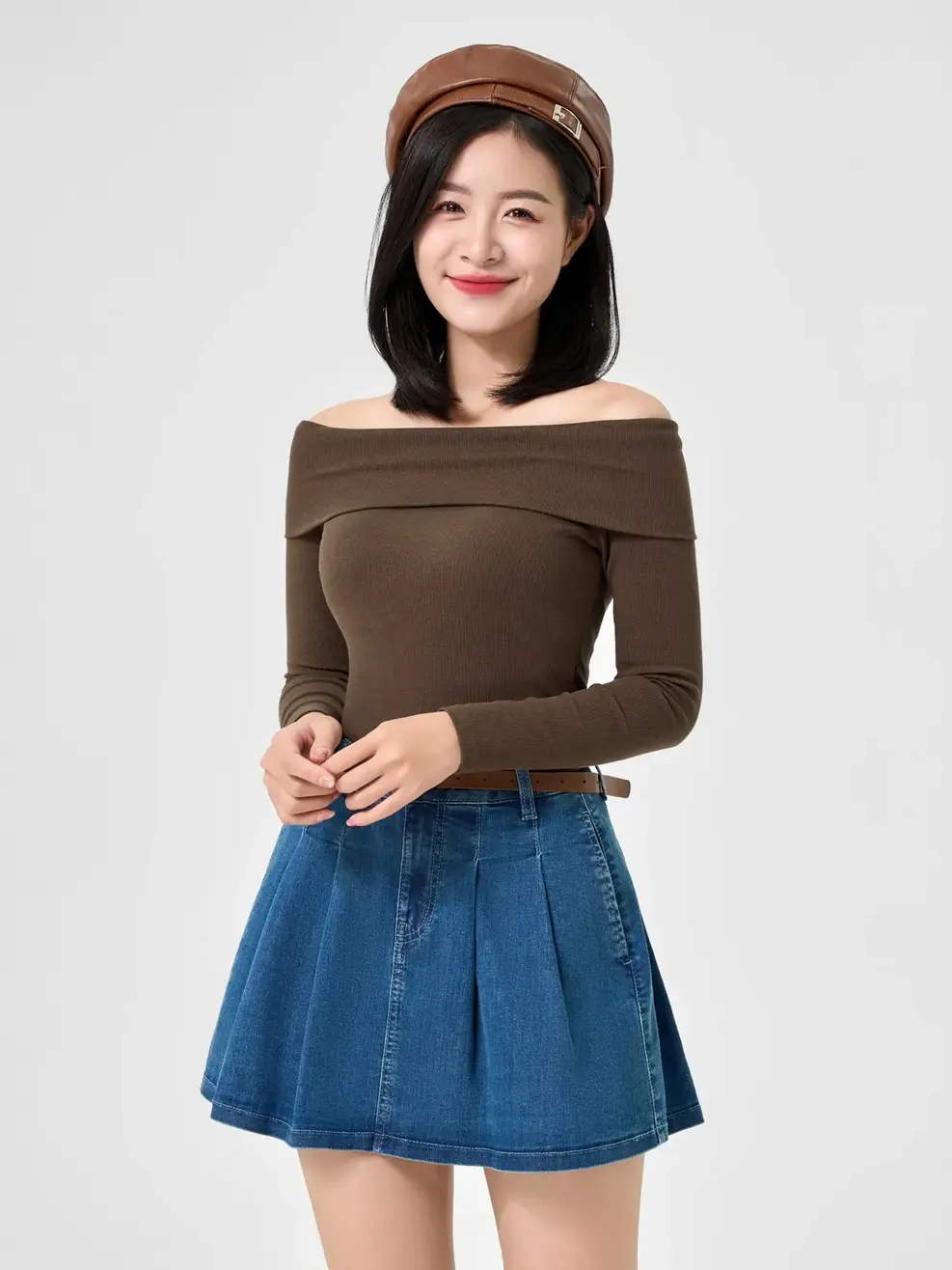 Áo Thu Đông Nữ Trễ Vai - Nâu - S