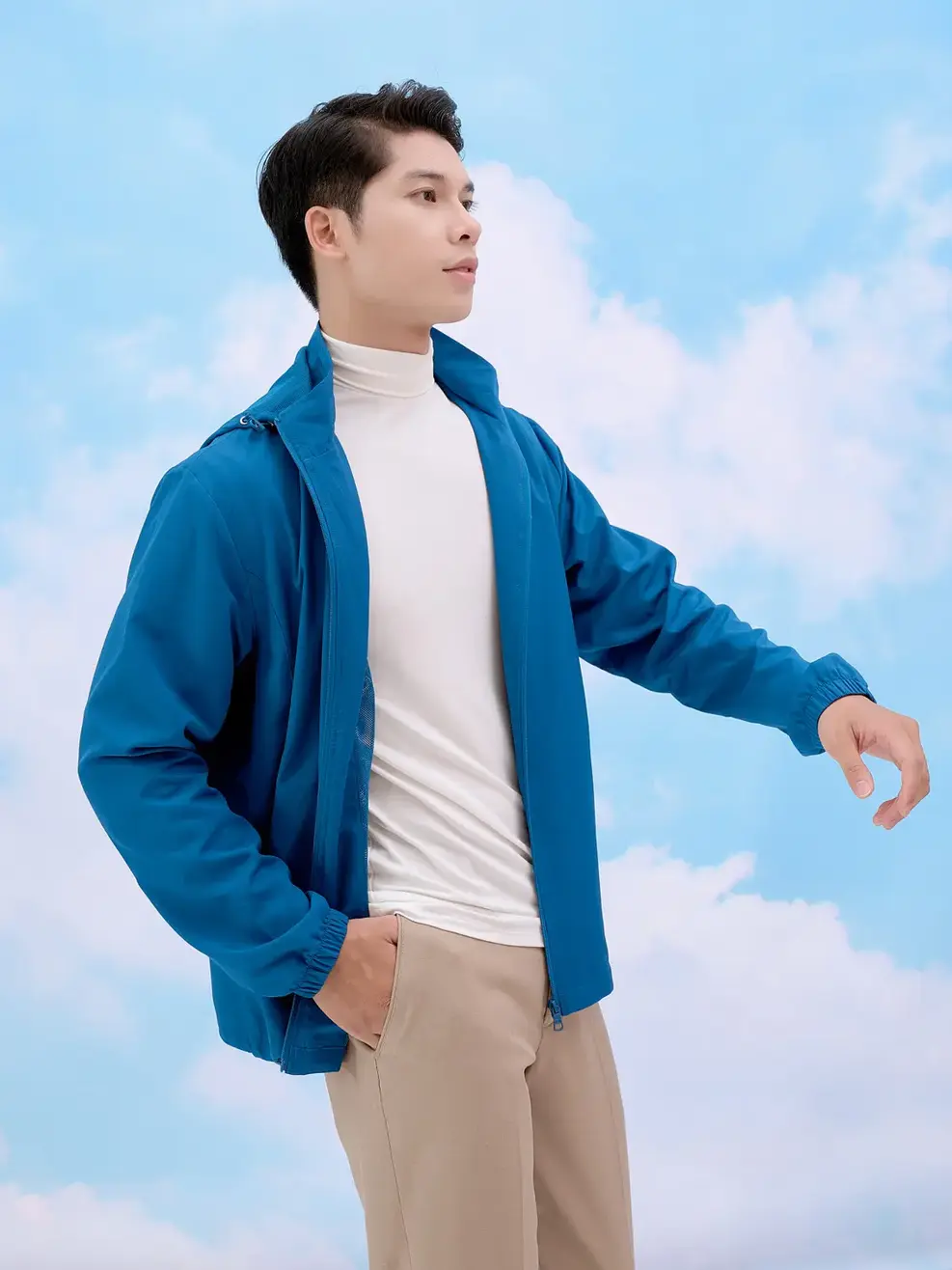 Áo khoác gió nam trượt nước thông minh - Xanh than - M