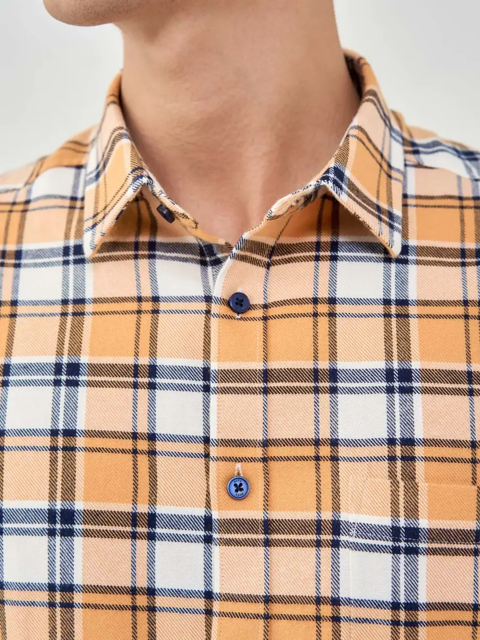 Sơ Mi Dài Tay Nam Kẻ Caro - Kẻ vàng - M