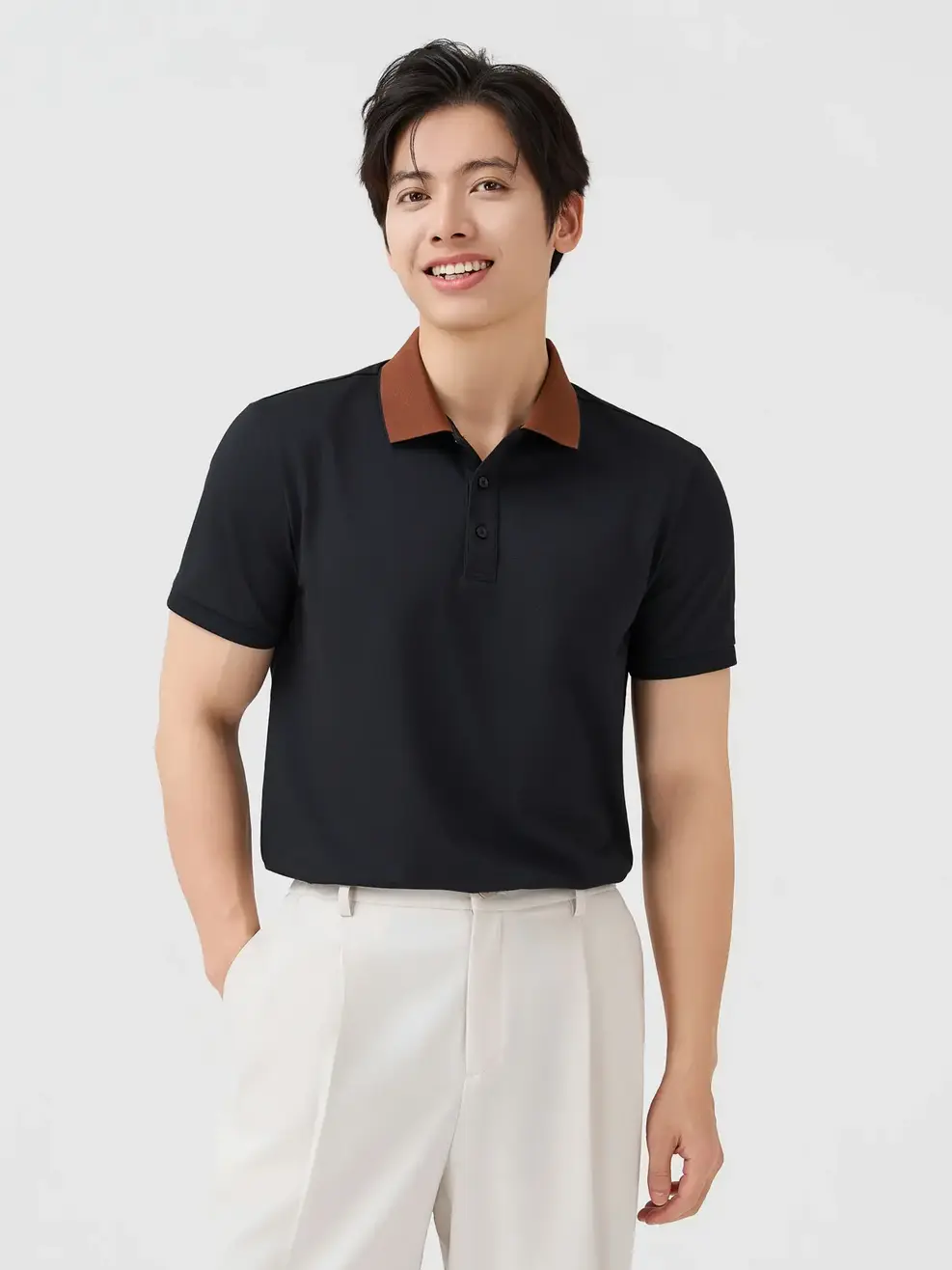 Áo Polo Nam Ngắn Tay Cổ Phối Bo - ĐEN 002 - M