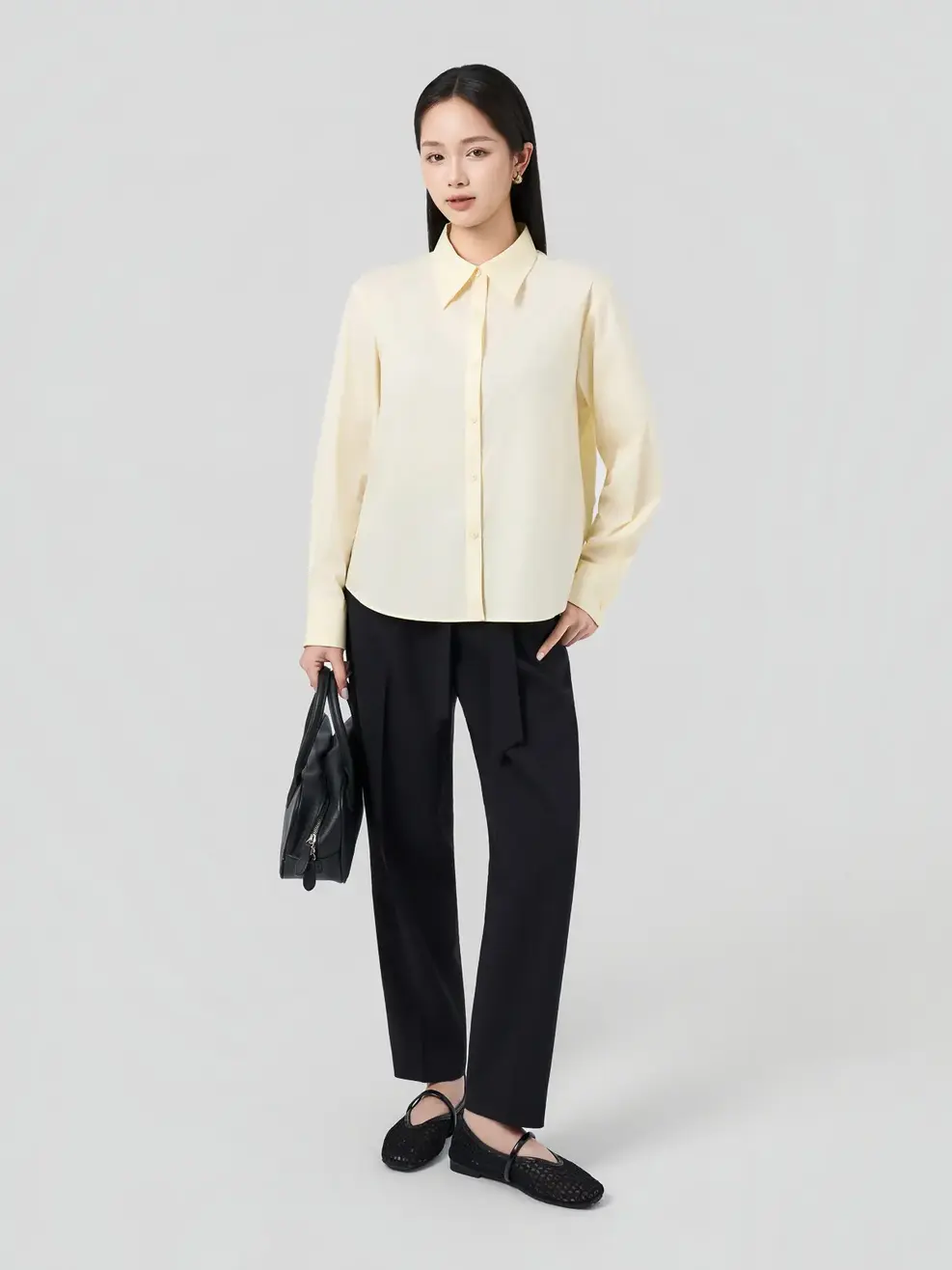 Áo Sơ-mi relax fit cotton blend essential - Màu vàng 006 - S