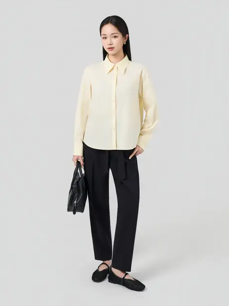 Áo Sơ-mi Nữ relax fit cotton blend essential