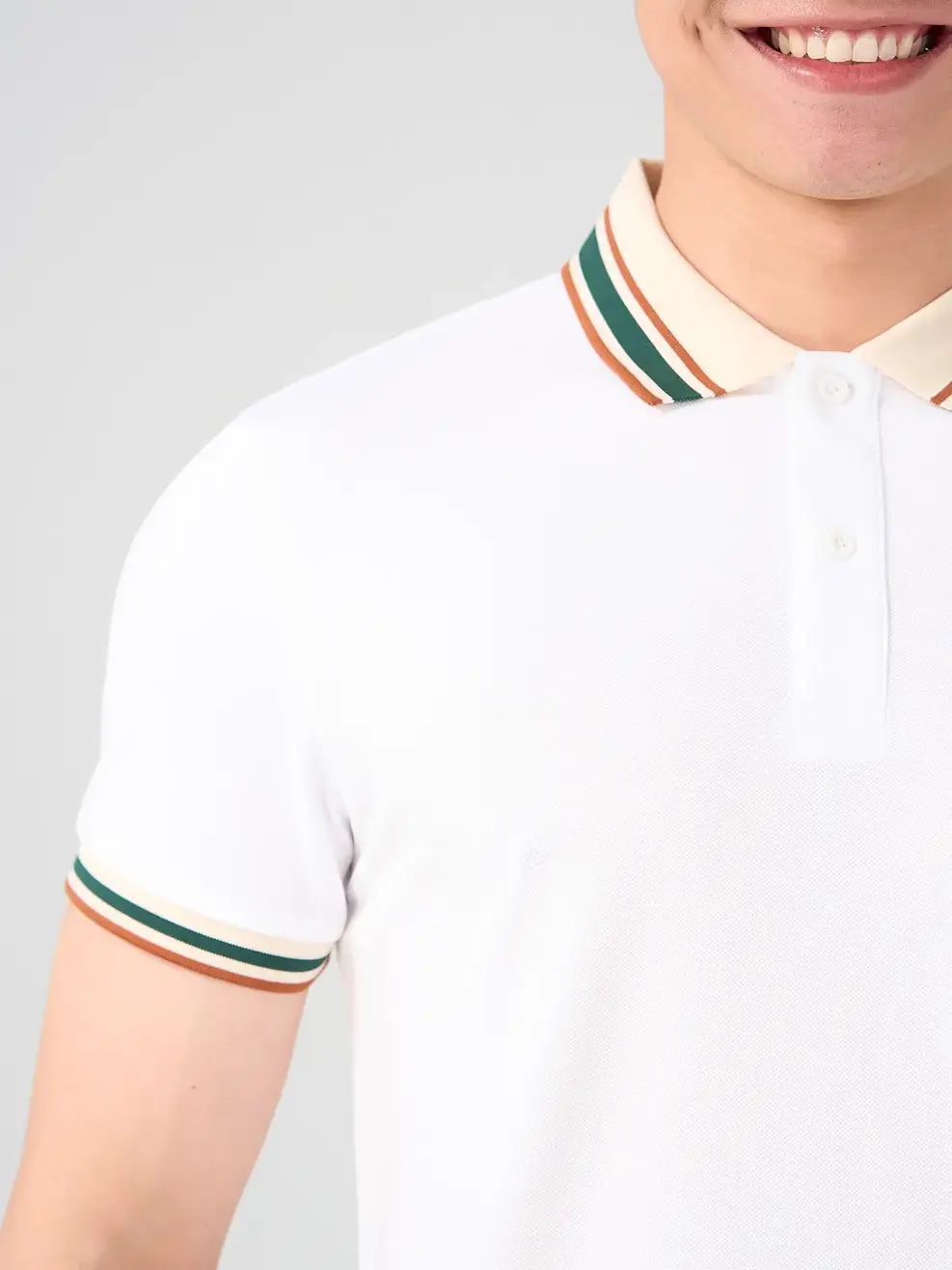 Áo Polo Nam Bo Cổ Phối Màu - Trắng - 3XL