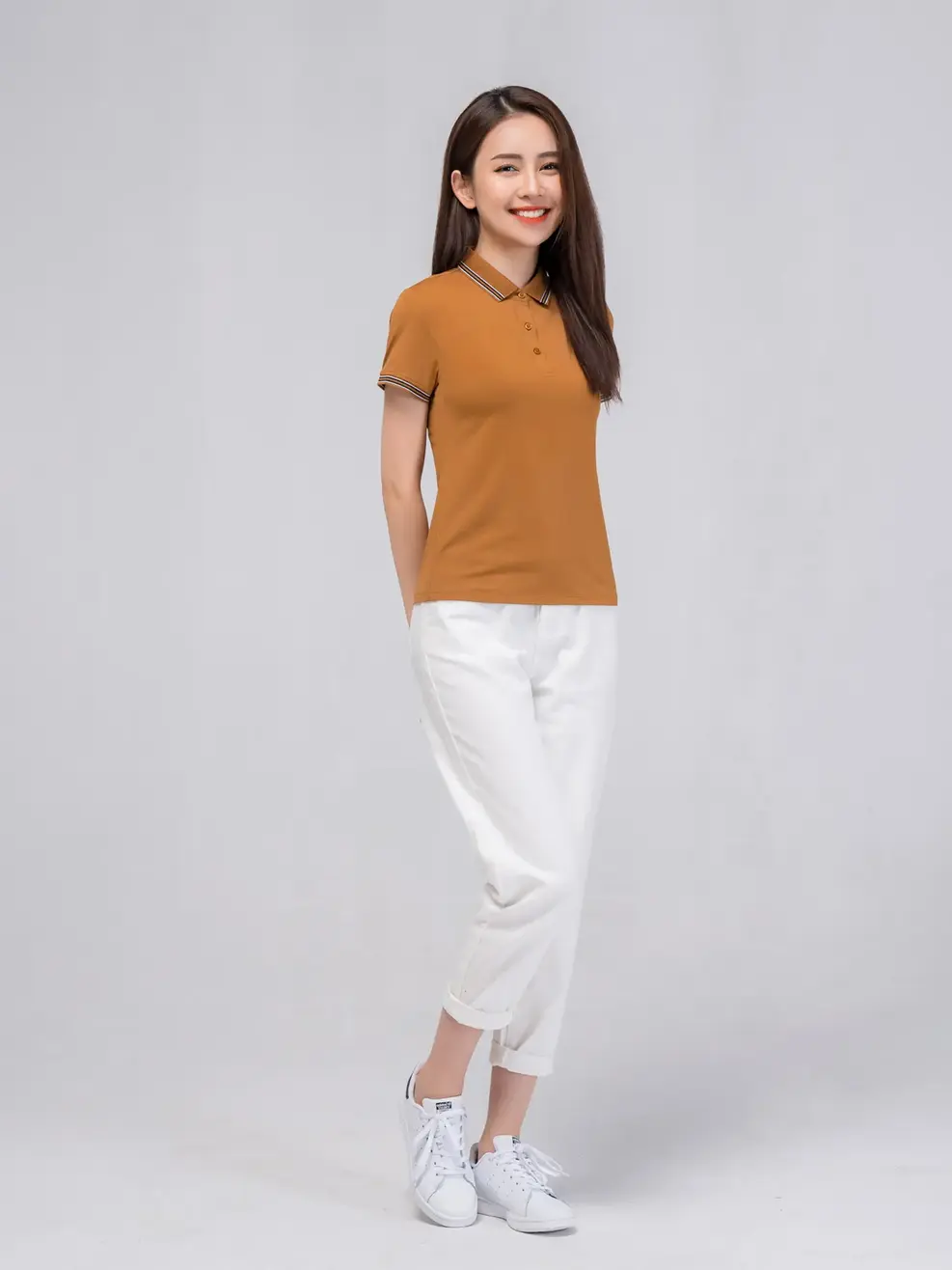 Áo polo nữ pima 4 - Nâu - S