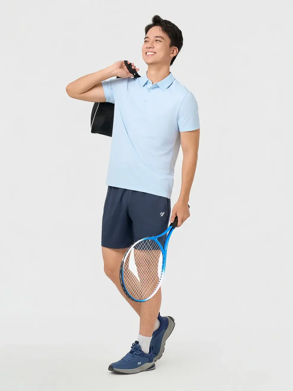 Áo Polo Thể Thao Nam Họa Tiết In Tay - Xanh Da Trời 084 - 3XL