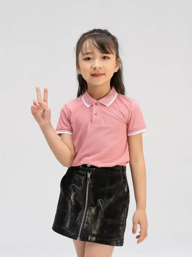 Polo kid airy cool bo kẻ - Hồng - 6