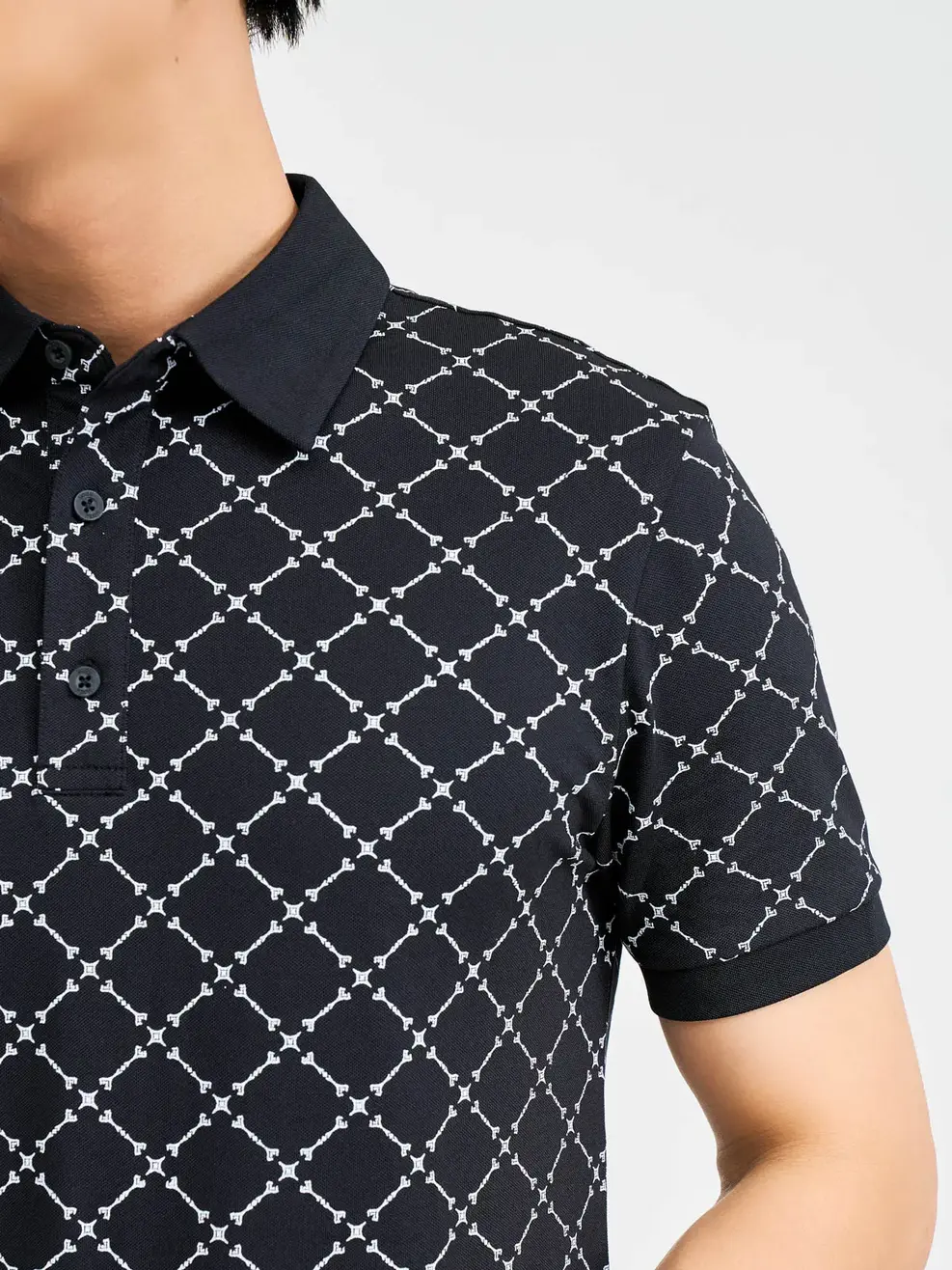 Polo Nam In Tràn Ngôi Sao - Đen - XL