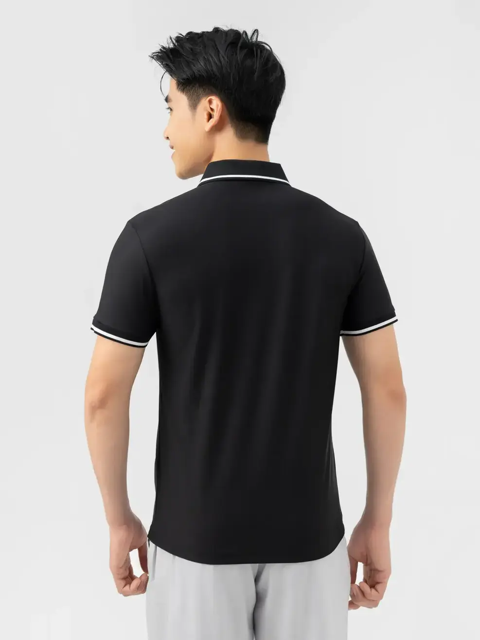 Áo Polo THỂ THAO NAM PHỐI LÉ NỔI BẬT ( SAM7017) - Đen 003 - M