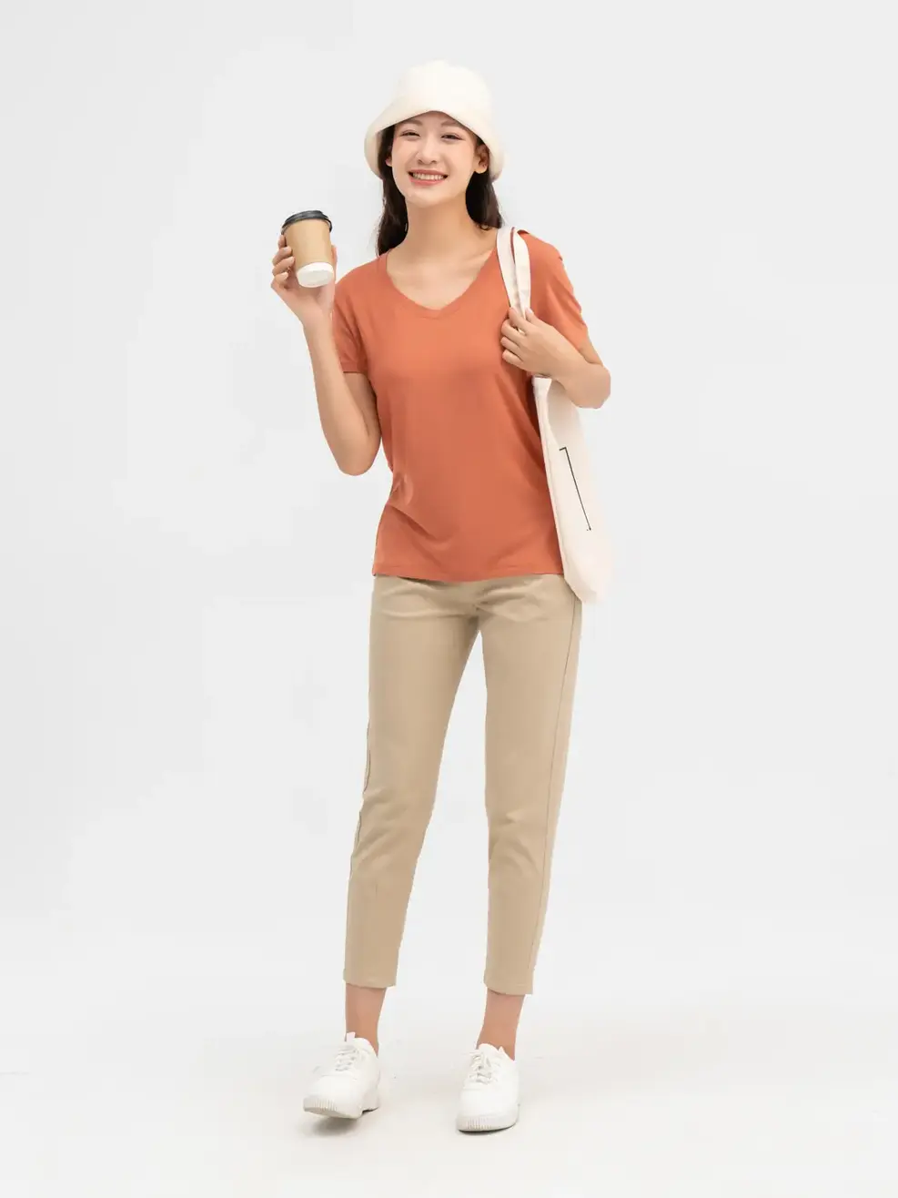 Áo Thun Nữ Cổ Tim Bamboo - Nâu - F