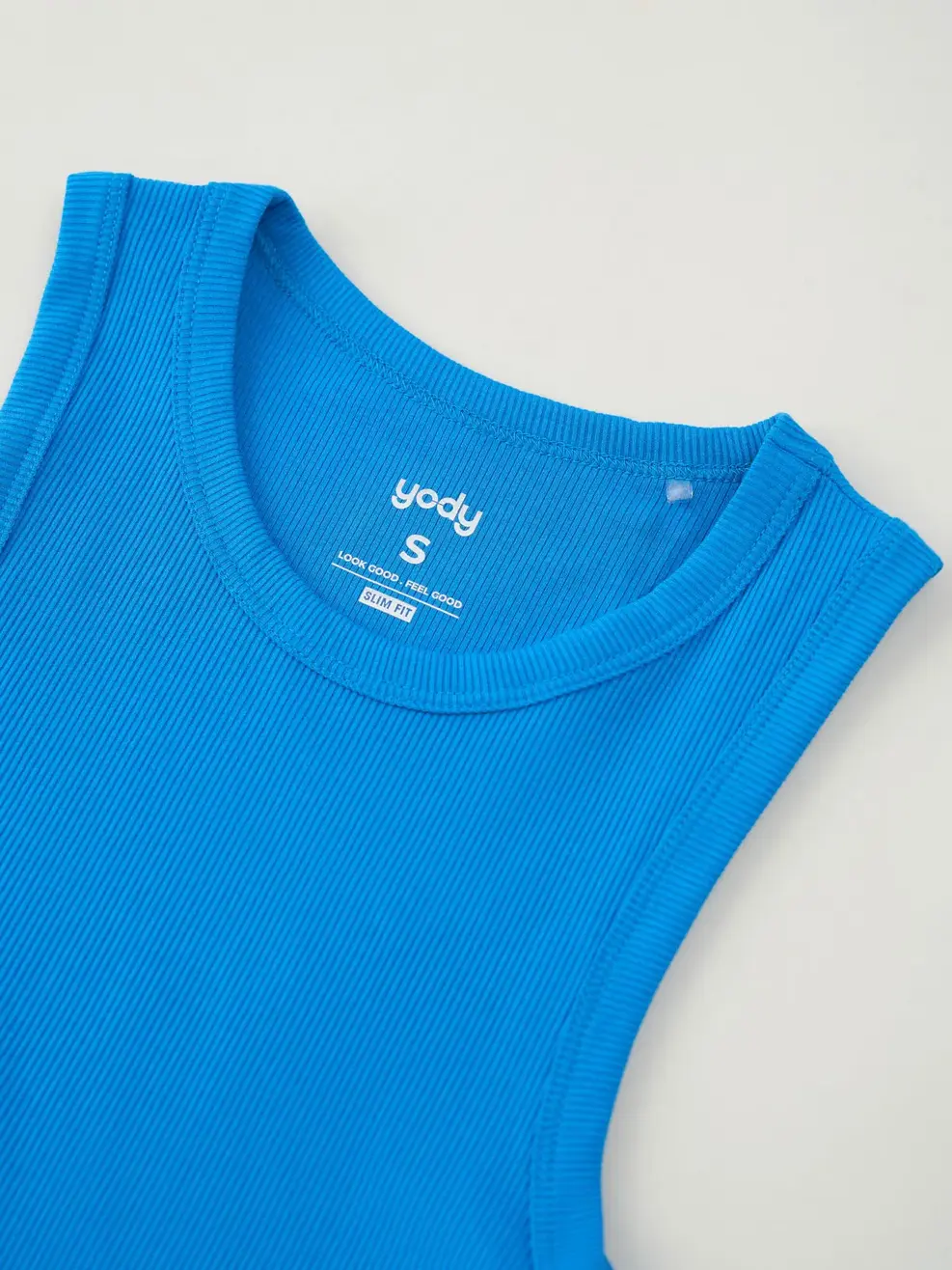 Áo 3 Lỗ Nữ Thun Rib Tăm Nhỏ Dáng Ngắn - Xanh dương - S