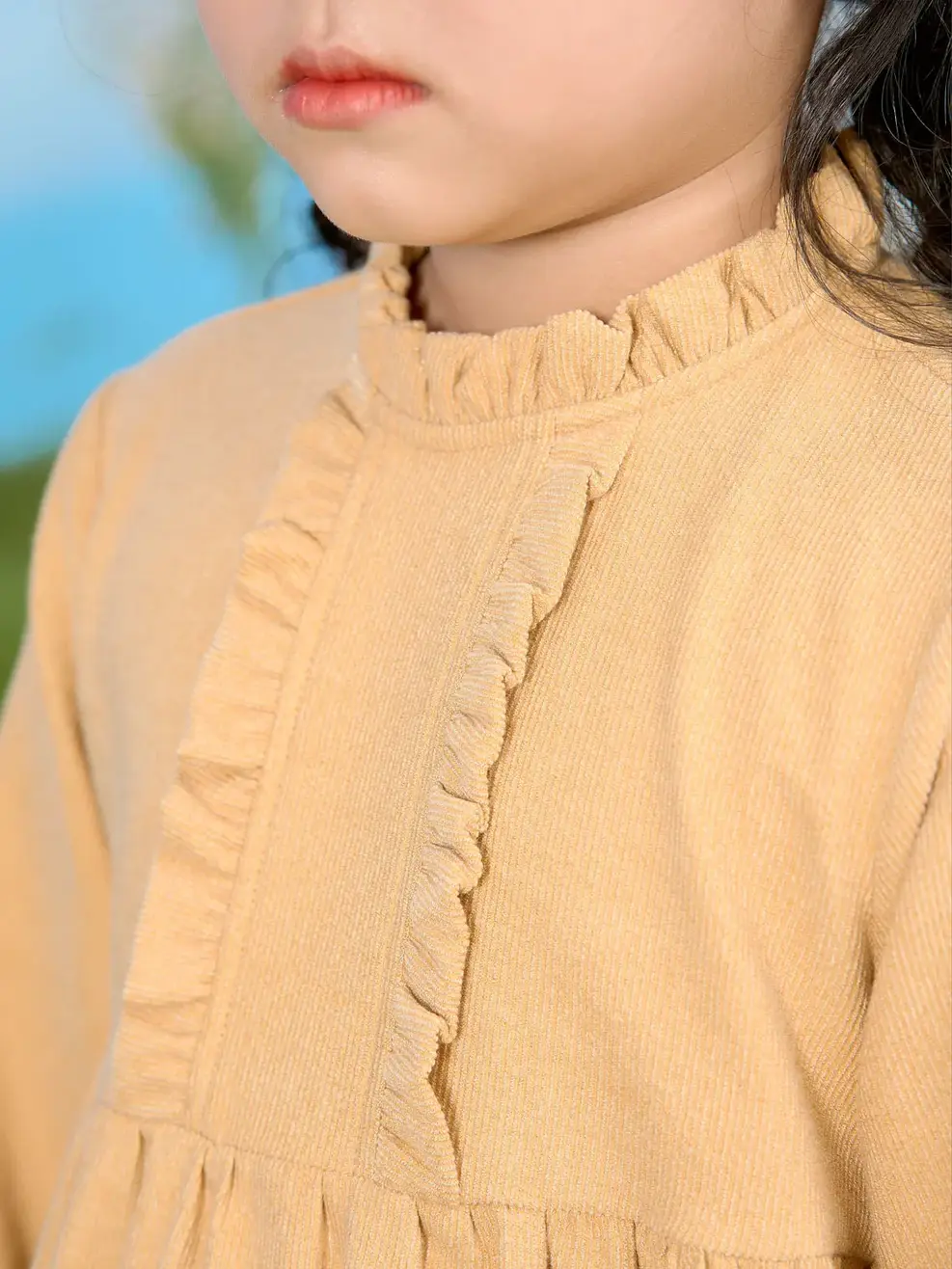 Váy trẻ em dáng xòe cổ bèo  - Vàng