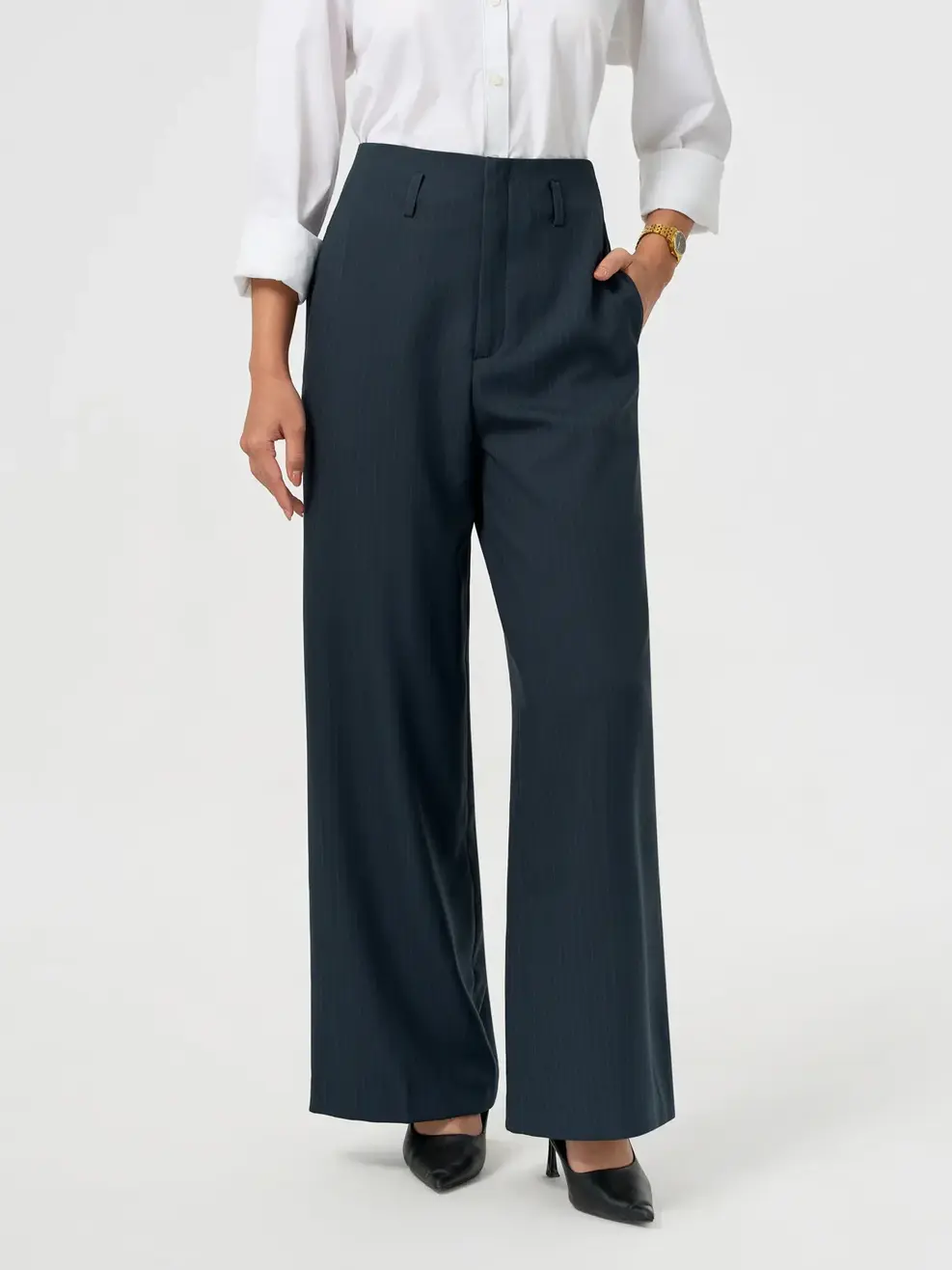 Quần Nữ Suông Cạp Liền Cao Tôn Dáng - Kẻ Tím Than 135 - S