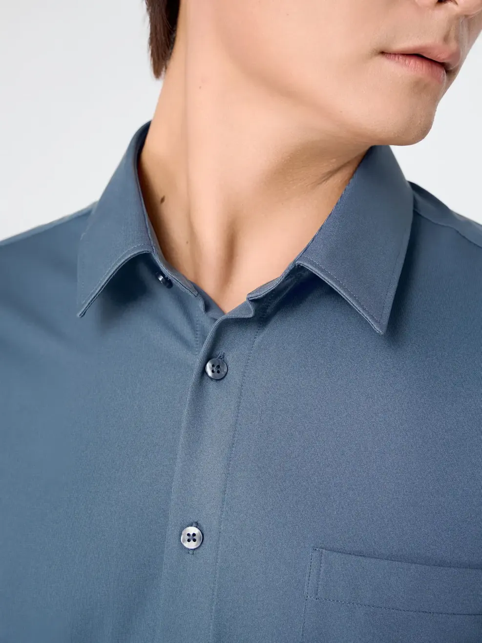 Áo Sơ-mi Nam Dài Tay Knit Túi Ngực - Xanh Ngọc 077 - M