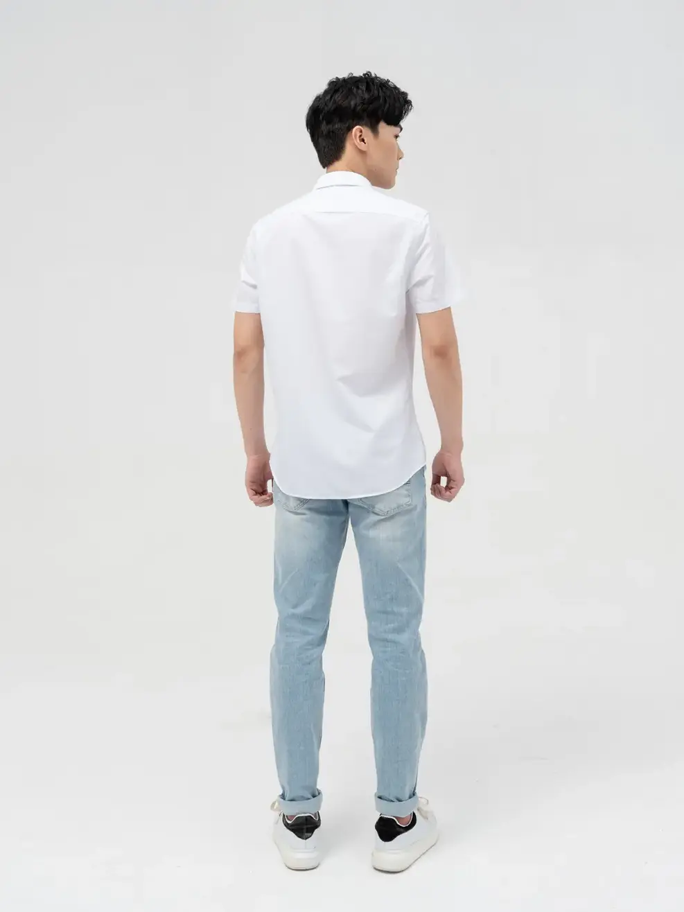 Sơ mi nến cộc tay slim - Trắng tinh - XL