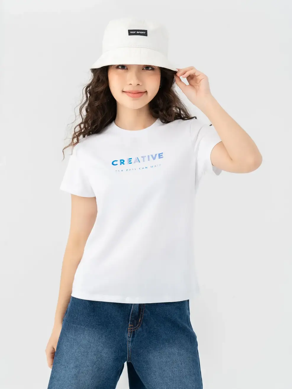 T-shirt Nữ Cơ Bản In Creative Bột Ngô - Trắng 1 - S