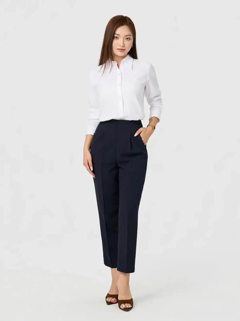 Quần Baggy Nữ Ly Trước - Navy 057 - S
