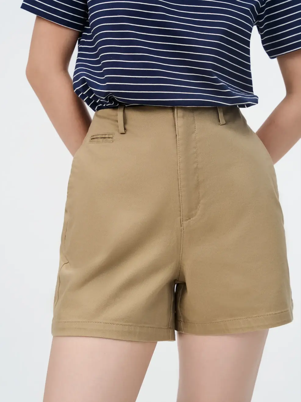 Quần Shorts Nữ Khaki Stretch Cạp Liền -  Rêu 041 - 26