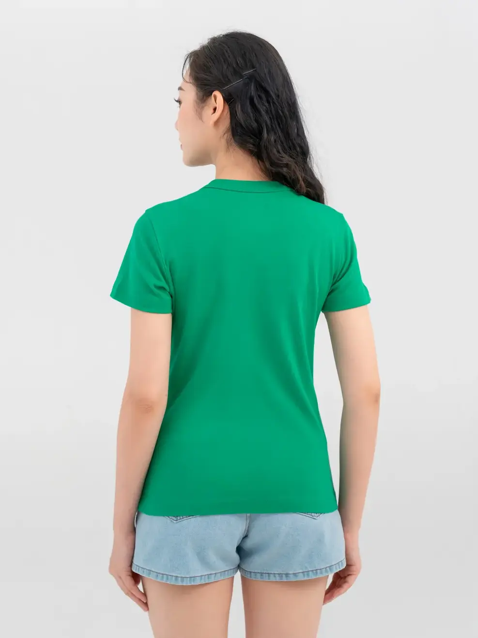 T-shirt Nữ Cơ Bản Cotton Double Face - Xanh Lá - S