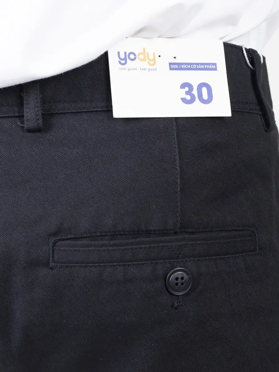 Quần sooc kaki diễu miệng túi sau - Đen - 34