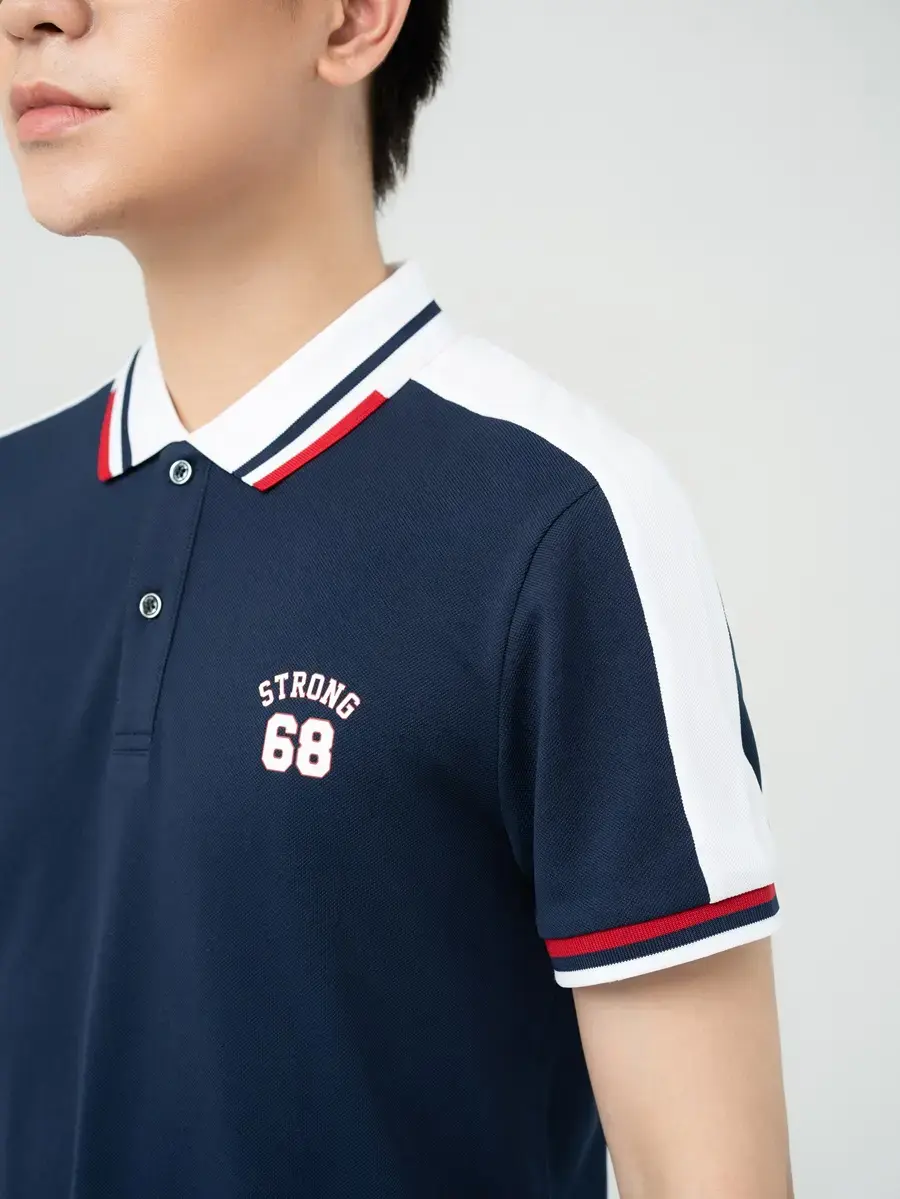 Polo Nam Cafe Phối Tay - Navy Phối Trắng 1 - M