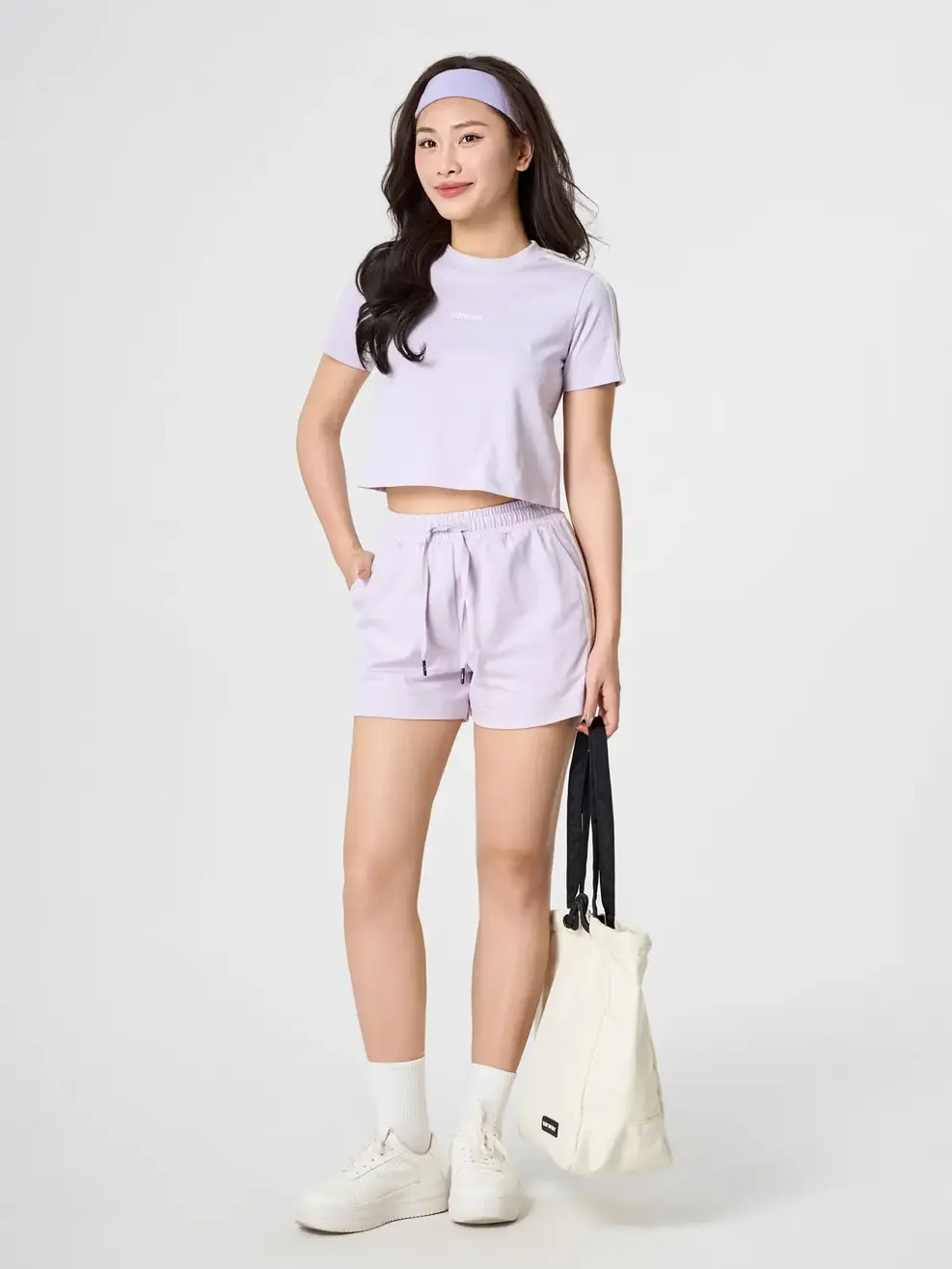 Bộ Đồ Phong Cách Thể Thao Phối Dây Dệt - Màu tím 002 - S