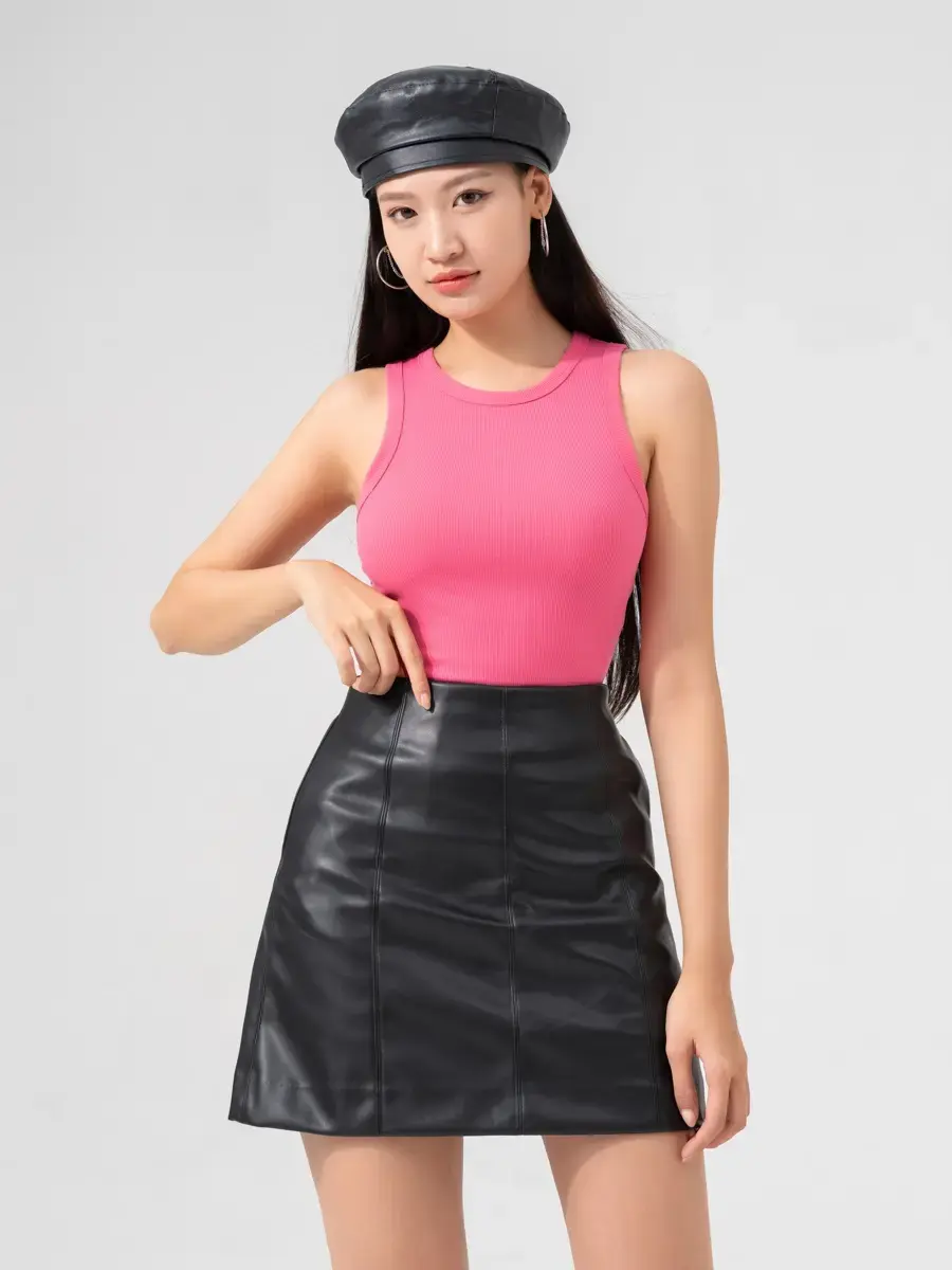 Áo Ba Lỗ Cơ Bản Thun Rip - Hồng - S
