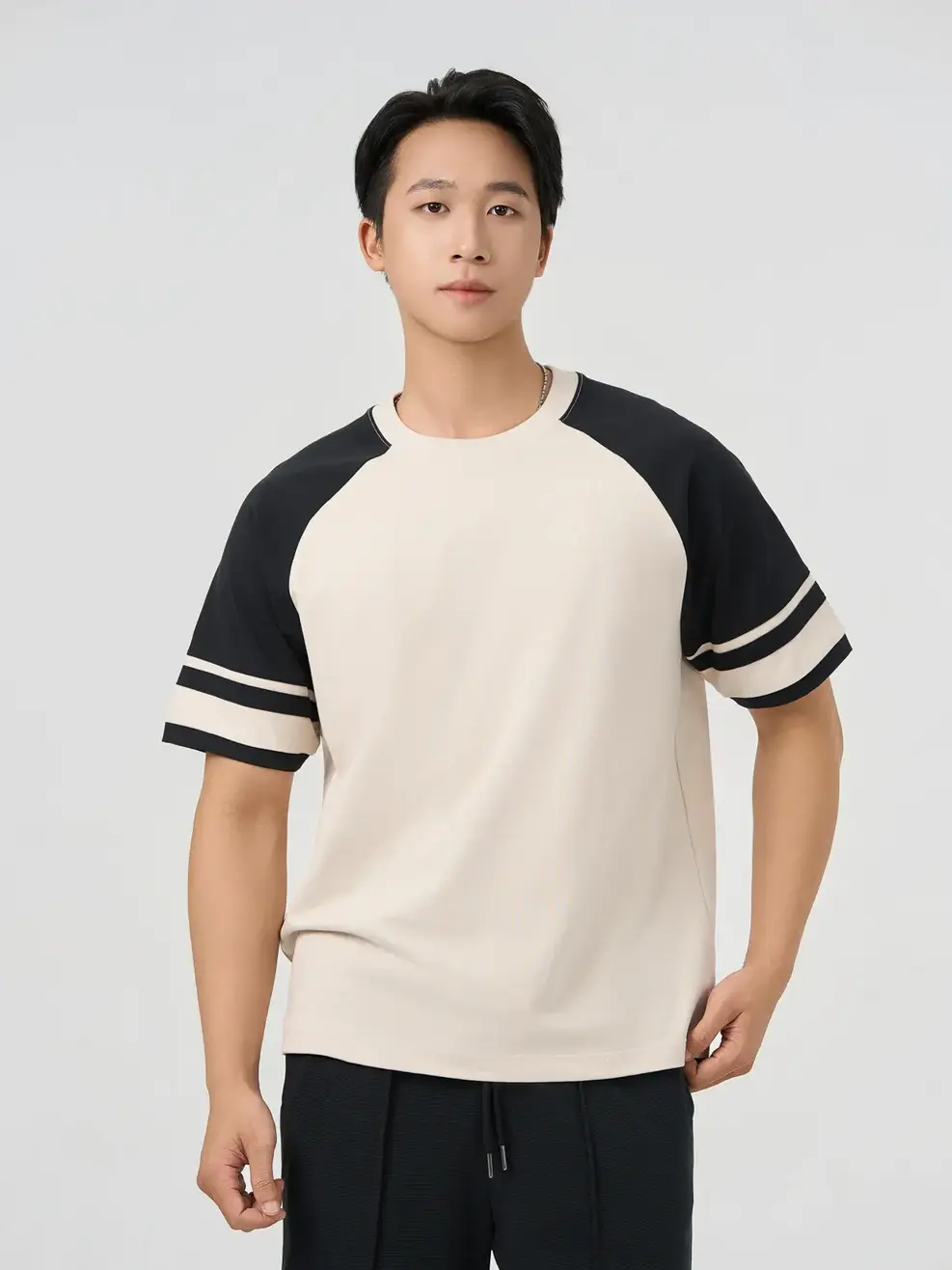 Áo Phông Tay Raglan Can Phối - Be 006 - M