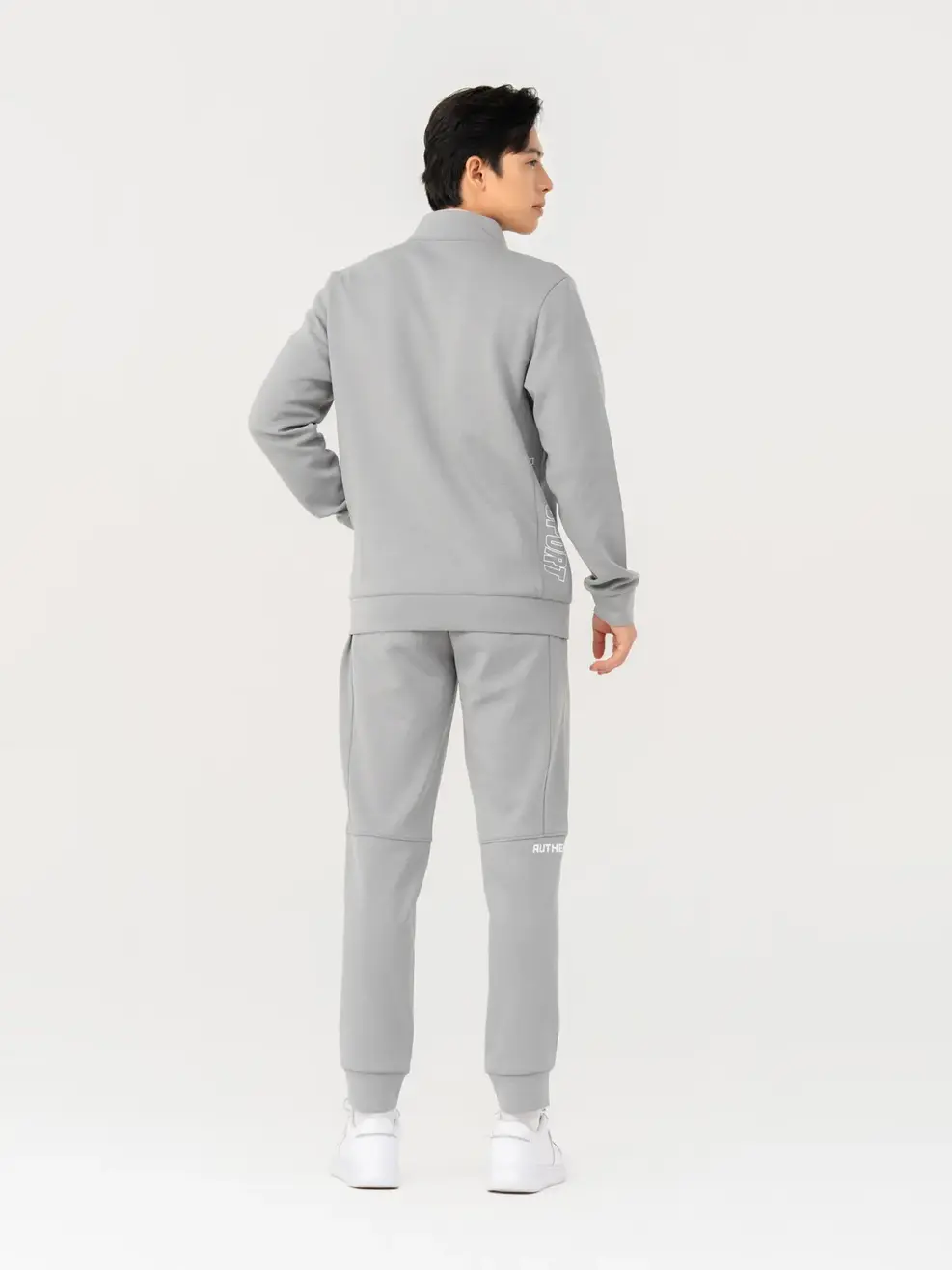 Bộ Đồ Thể Thao Nam Nỉ Cổ Dựng In Sườn - Xám đậm - XL