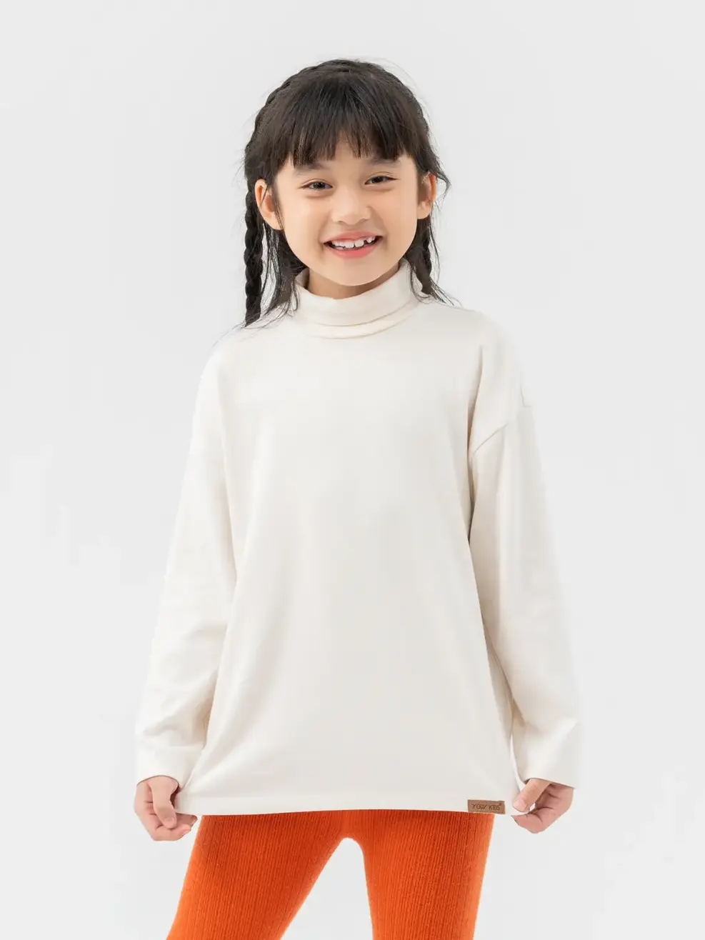 Áo Thun Trẻ Em Dài Tay Dáng Suông Cổ Lộ - Kem - 2