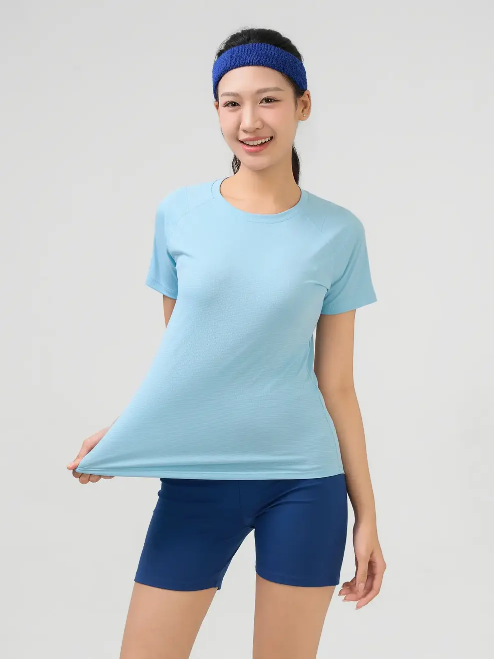 Áo Phông Thể Thao Siêu Nhẹ Đuôi Tôm - xanh trời 008 - S