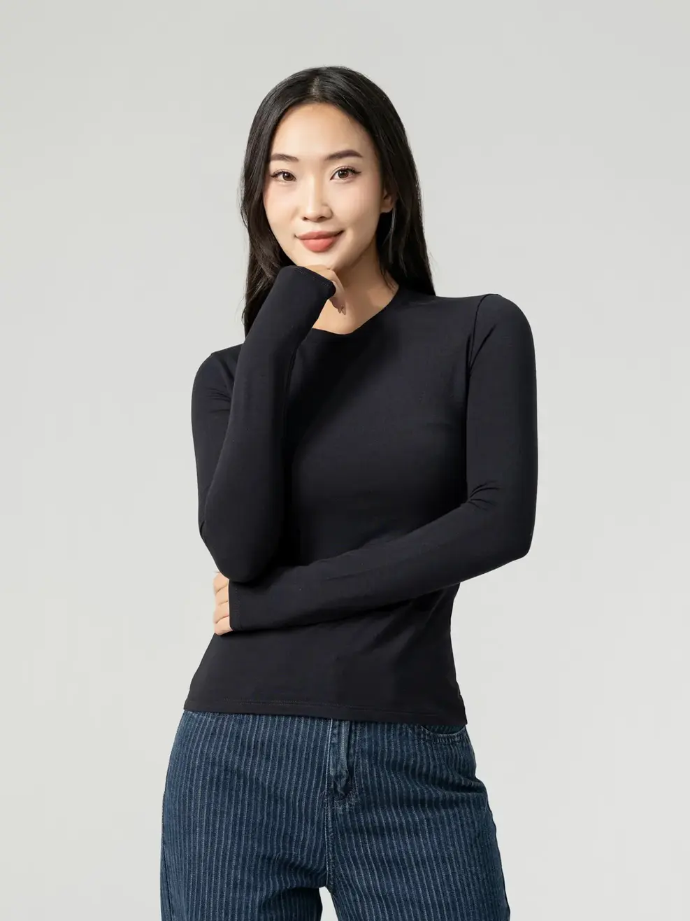 Áo Thu Đông Nữ Giữ Nhiệt Cổ Tròn - Đen - S