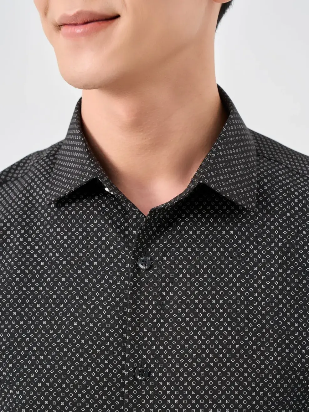 Sơ Mi Cộc Tay Nam Bamboo Hoạ Tiết - Đen - M