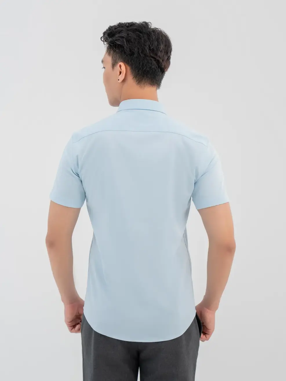 Sơ Mi Nam Bạc Hà Cộc Tay - Xanh lơ - M