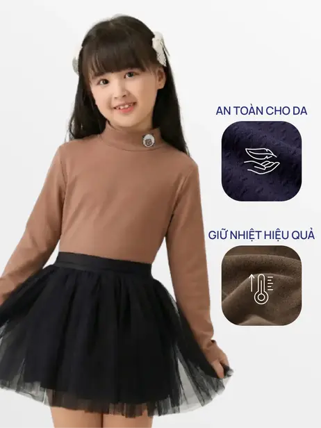 Áo Thu Đông Trẻ Em Cổ Liền Thêu Cừu