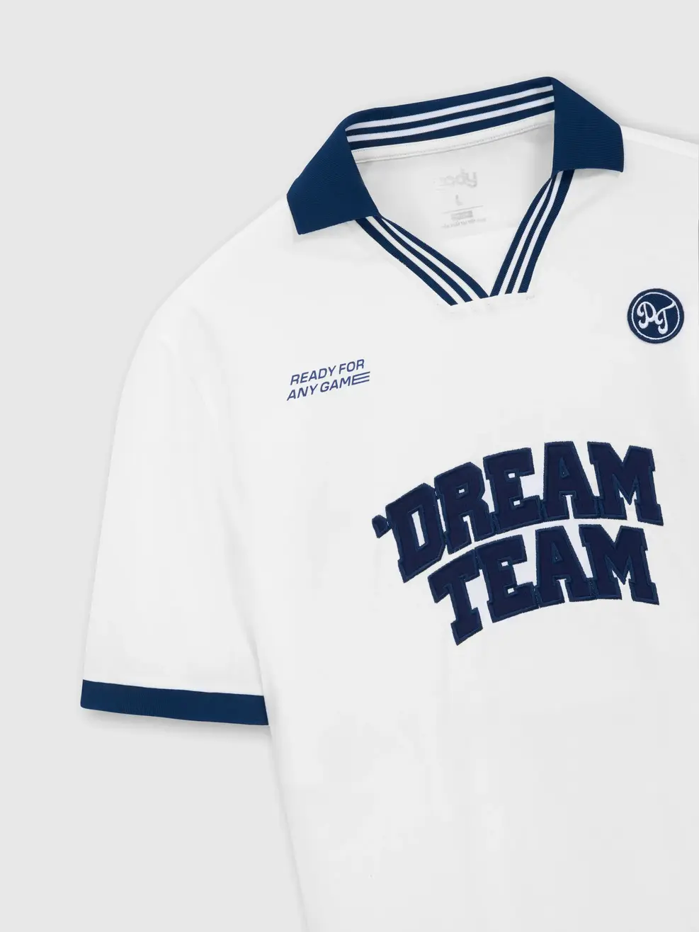 Áo Polo Nam Relax Dreamteam Cổ V Bo Kẻ - Trắng 001 - S