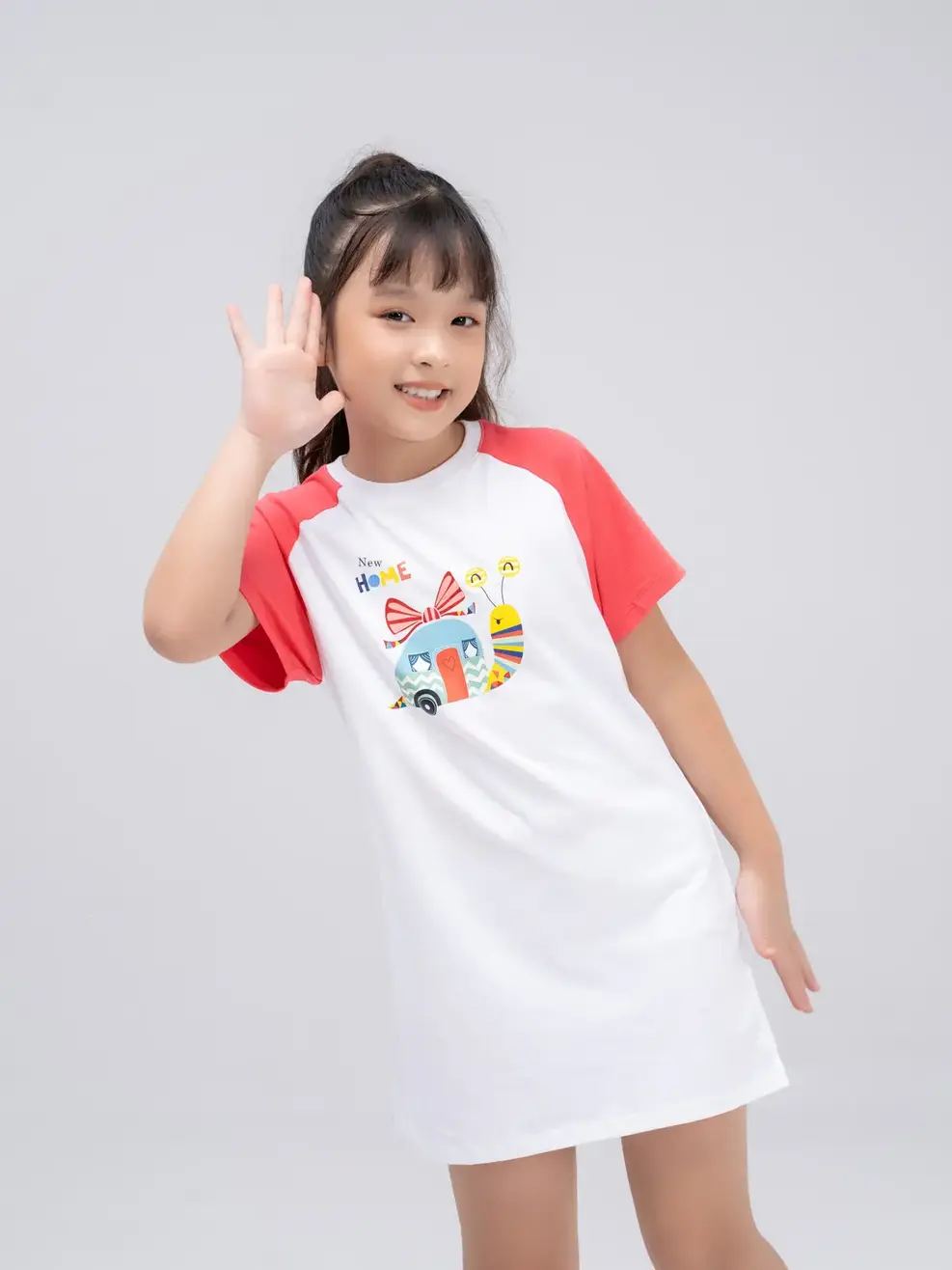 Váy trẻ em ốc sên phối tay - Hồng - 2