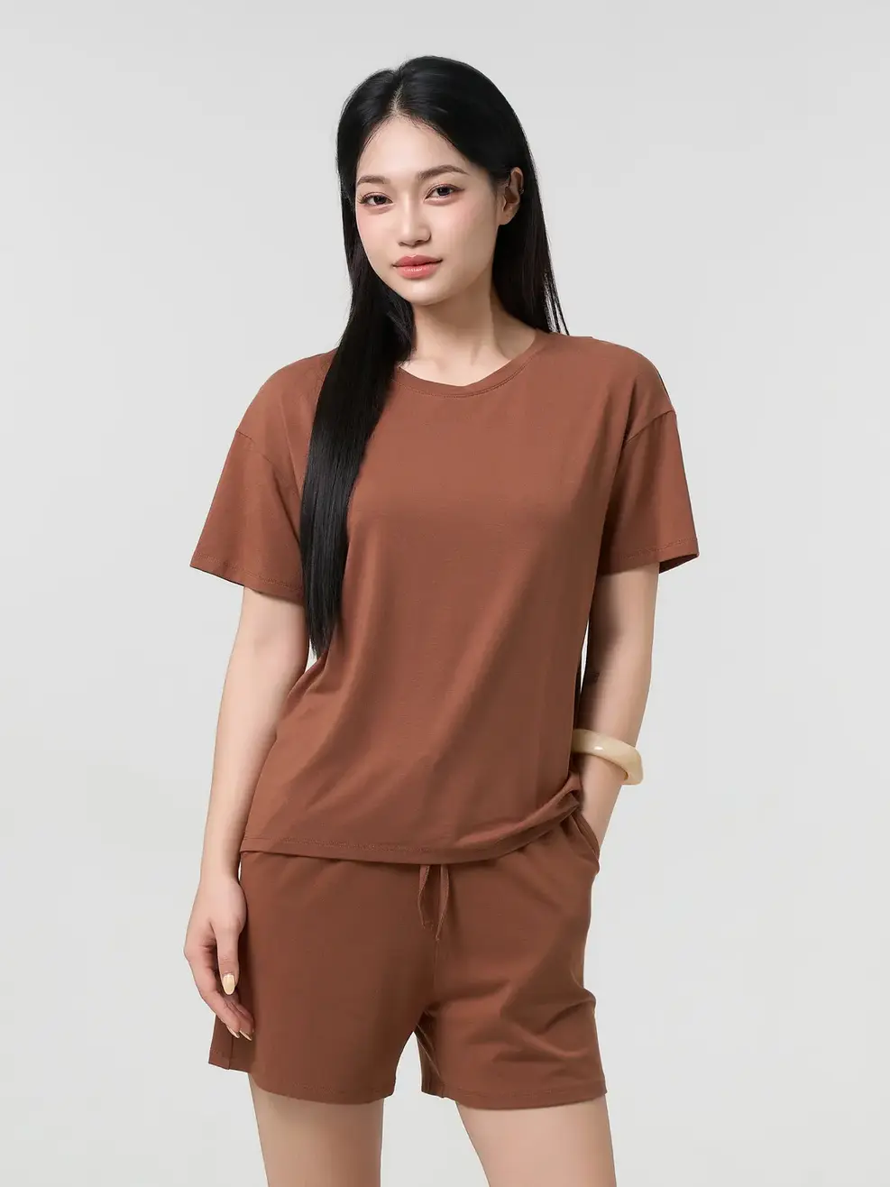 Bộ Đồ Nữ Mặc Nhà Mềm Mại - Nâu 163 - S