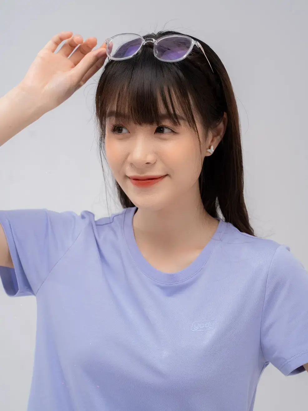 Áo thun nữ logo ngực - Tím - 2XL