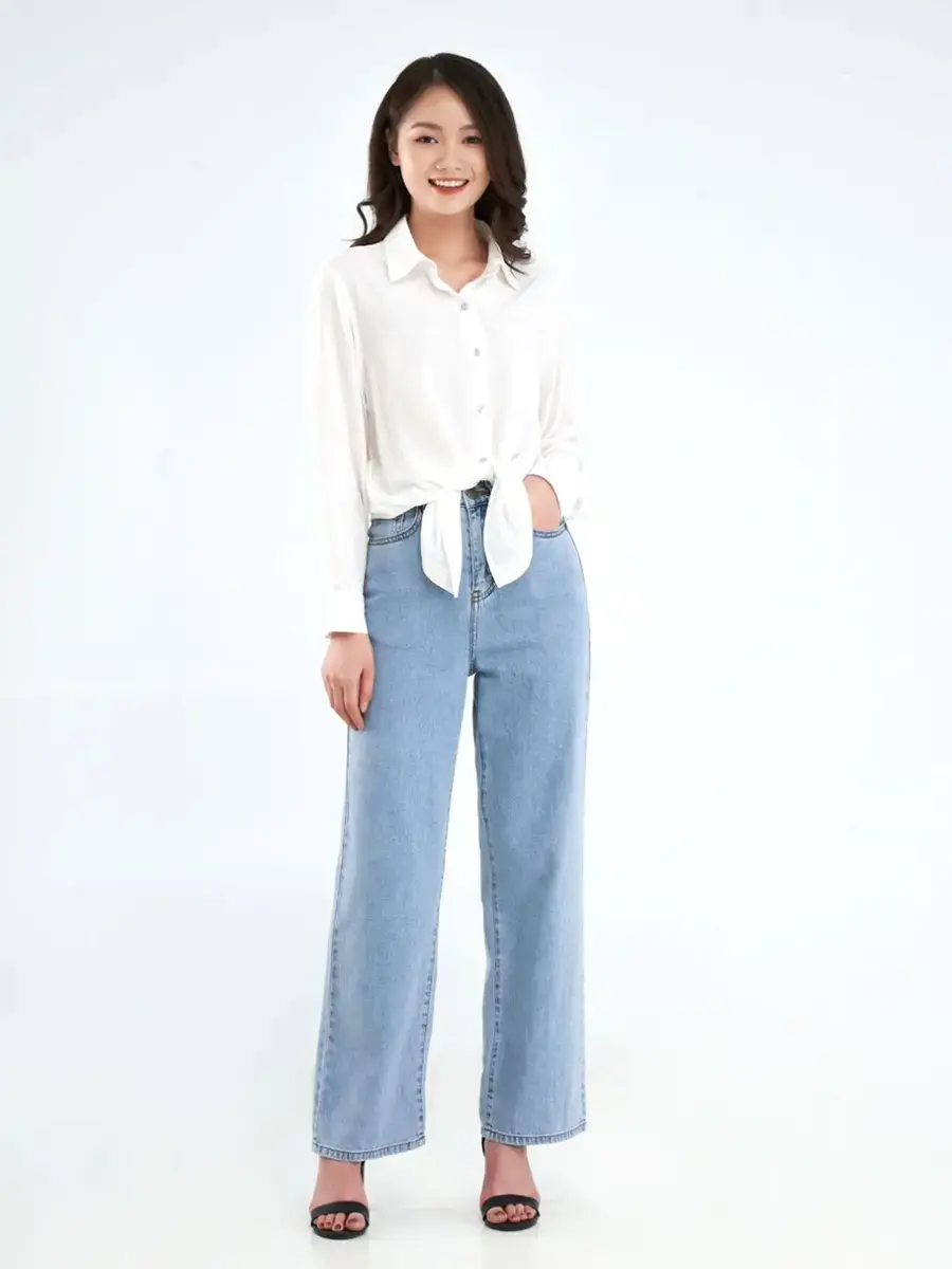 Quần jean nữ suông 01 - Xanh - 27