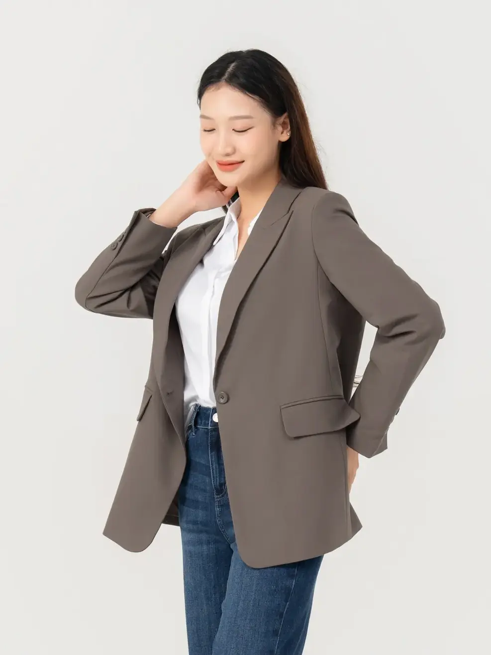Vest Nữ Dáng Blazer Túi Cơi - Nâu đậm - S