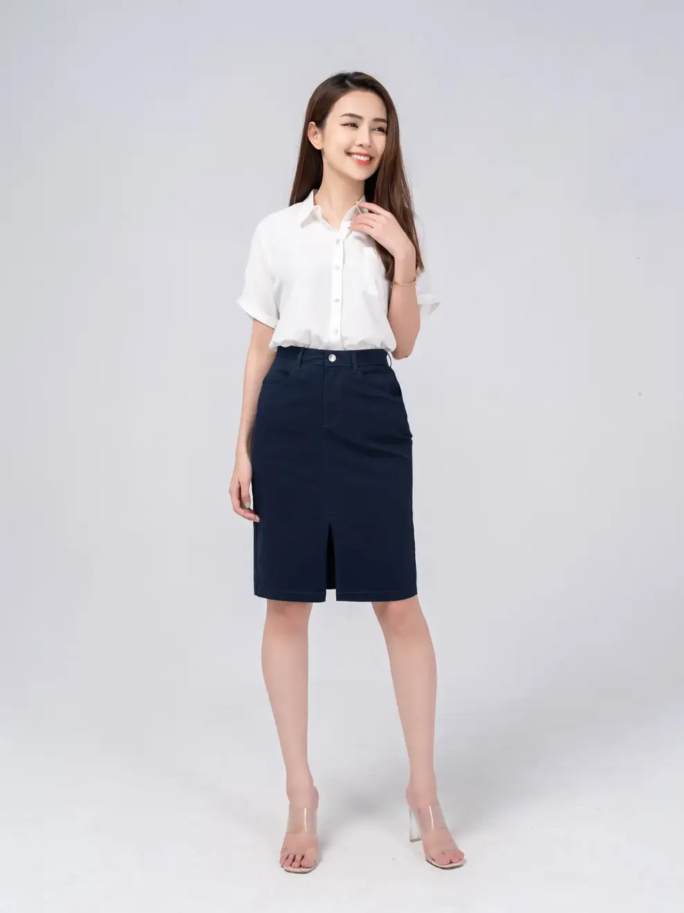 Chân ôm dài khaki xẻ - Tím than - 28