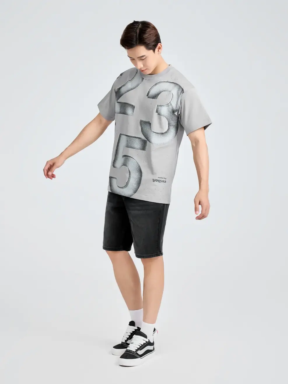 ÁO Tshirt Yoguu Random Number - Ghi Đậm - 1