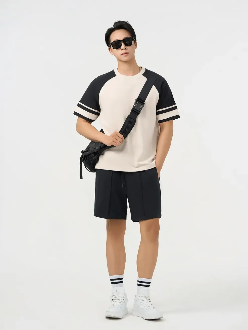 Áo Phông Tay Raglan Can Phối - Be 006 - M