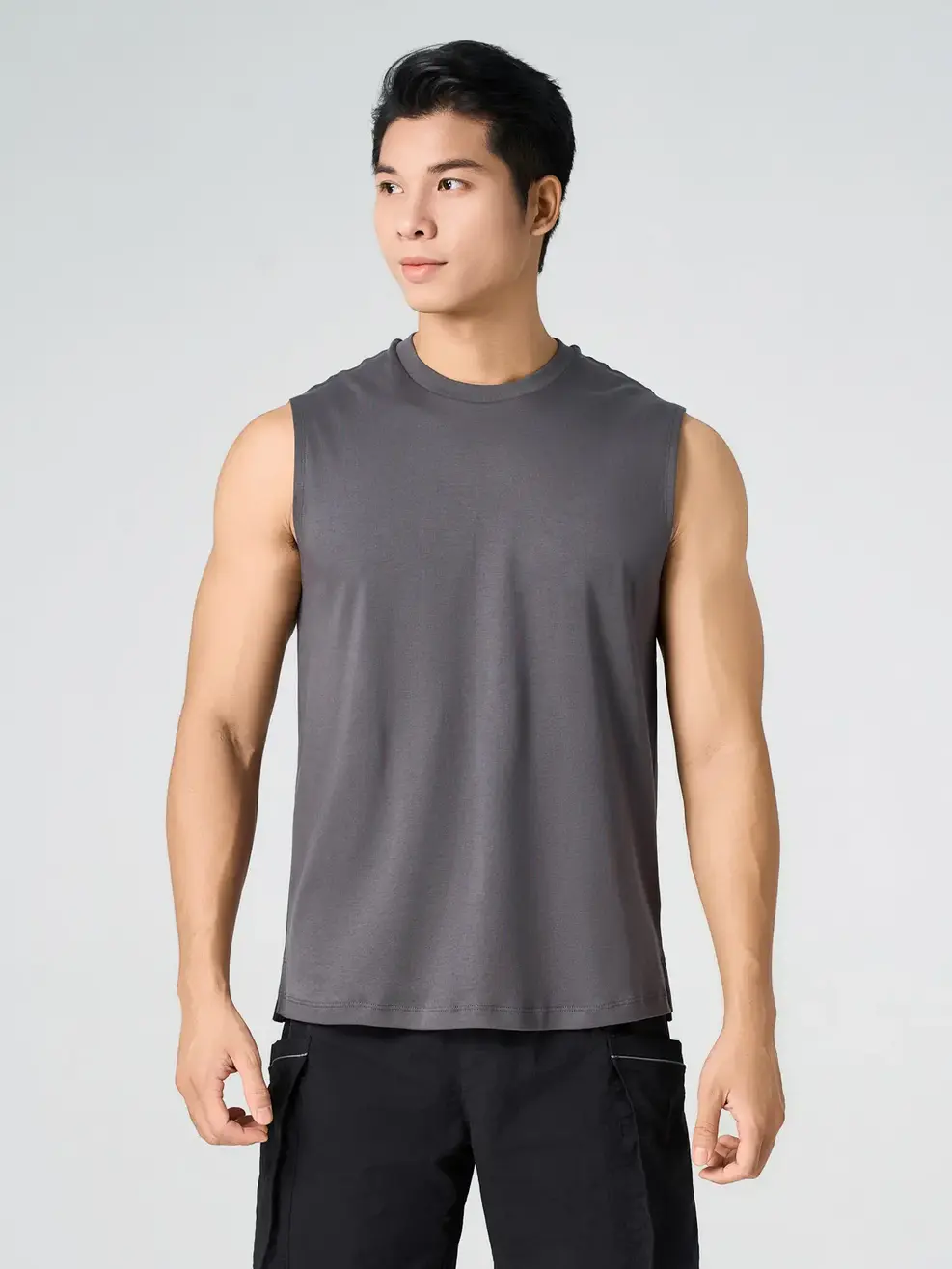 Áo Ba Lỗ Basic Regular - Than chì 002 - XL