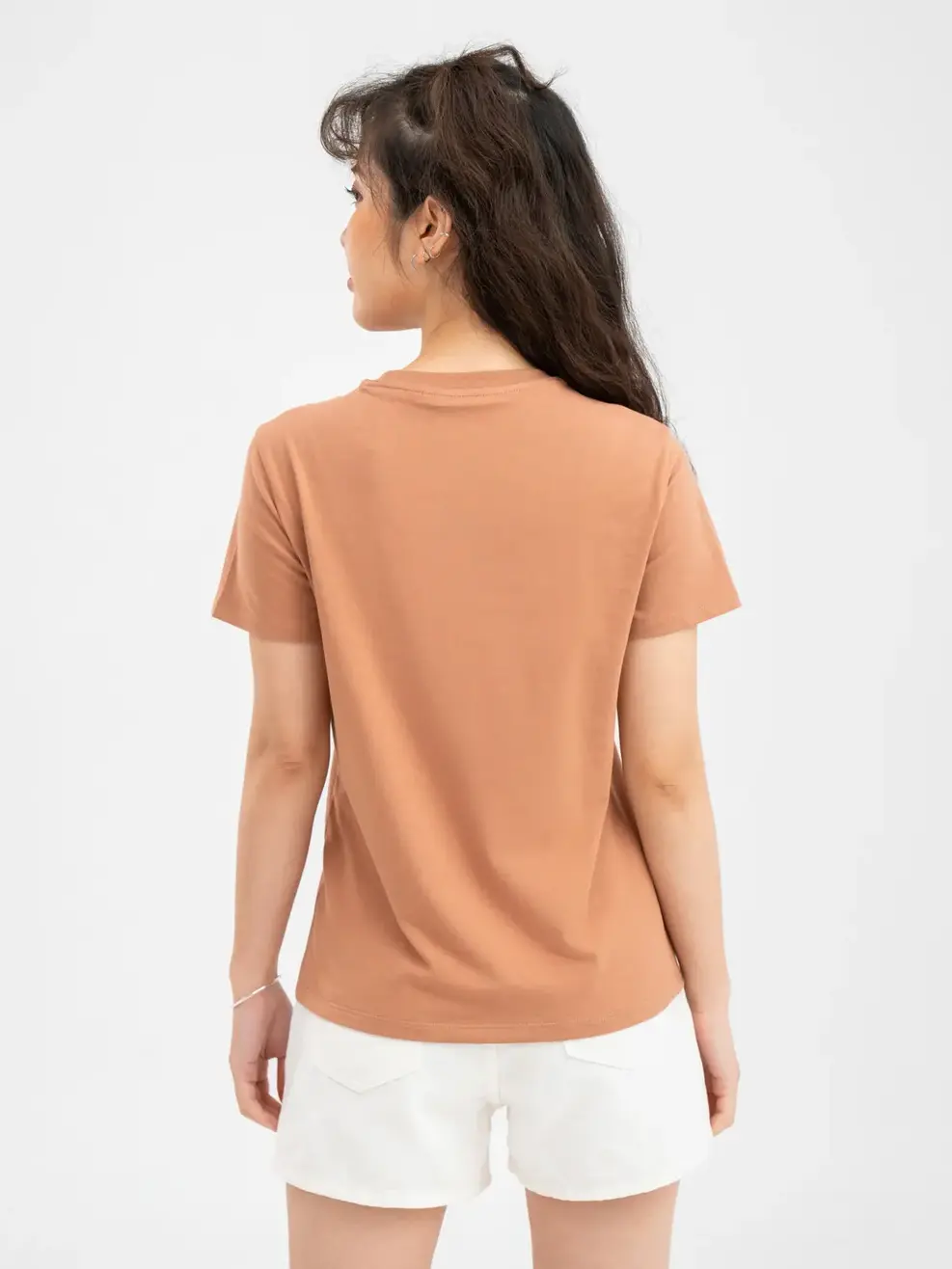 T-shirt Nữ Thêu Chữ Right Now Cotton Usa - Nâu - L