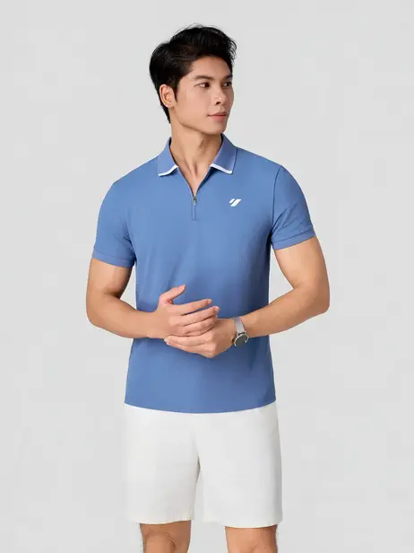 Áo Polo Nam Slim Có Khóa Kéo