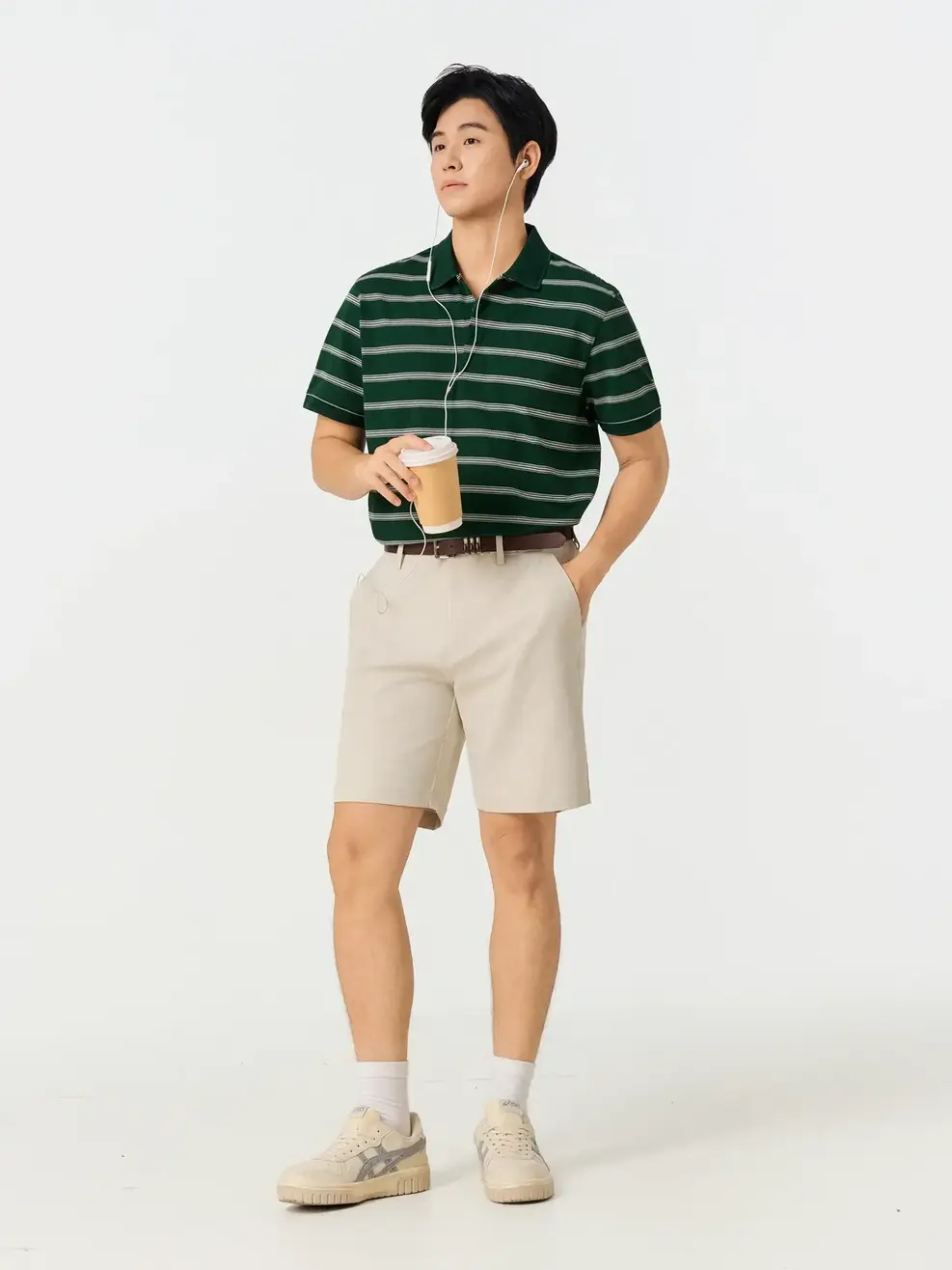 Quần Shorts nam cơ bản phối dây dệt -  Be 236 - 29